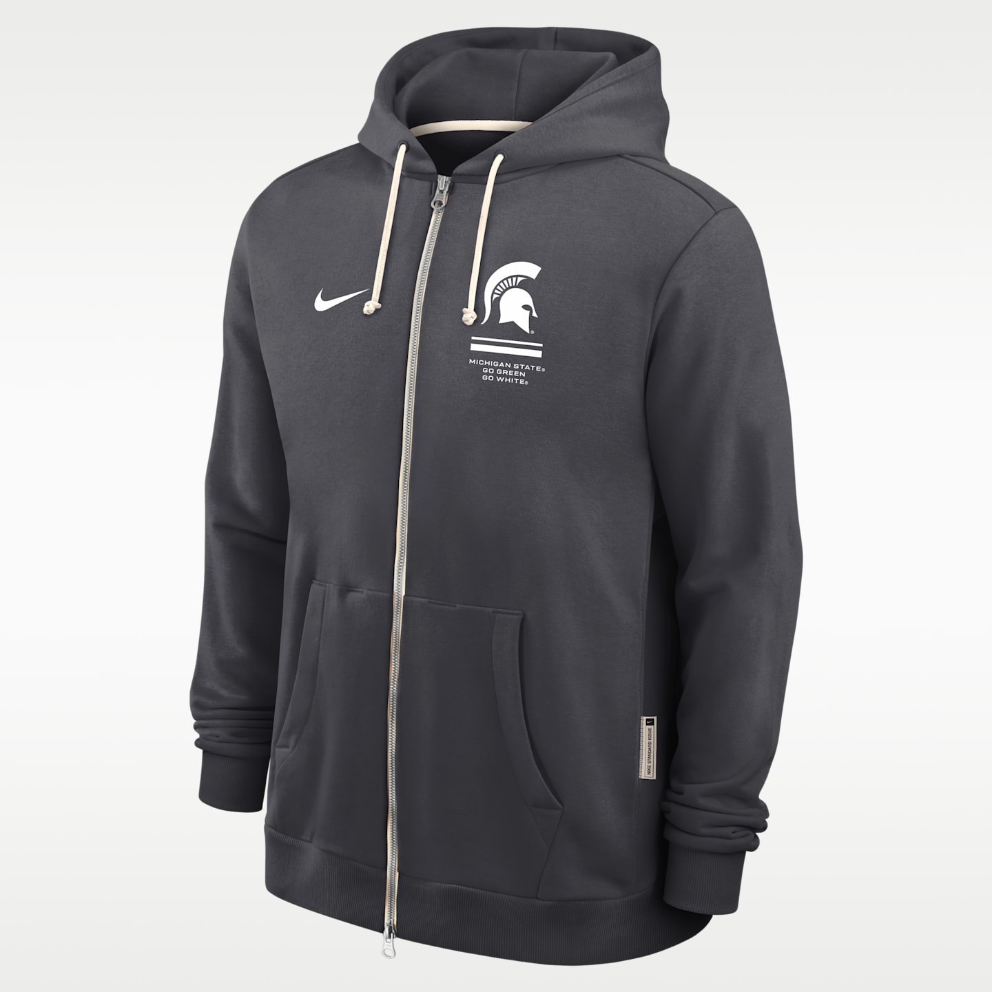 Мужское худи на молнии Nike Dri-FIT College Michigan State Sideline Standard Issue, цвет: Антрацитовый — фото 1