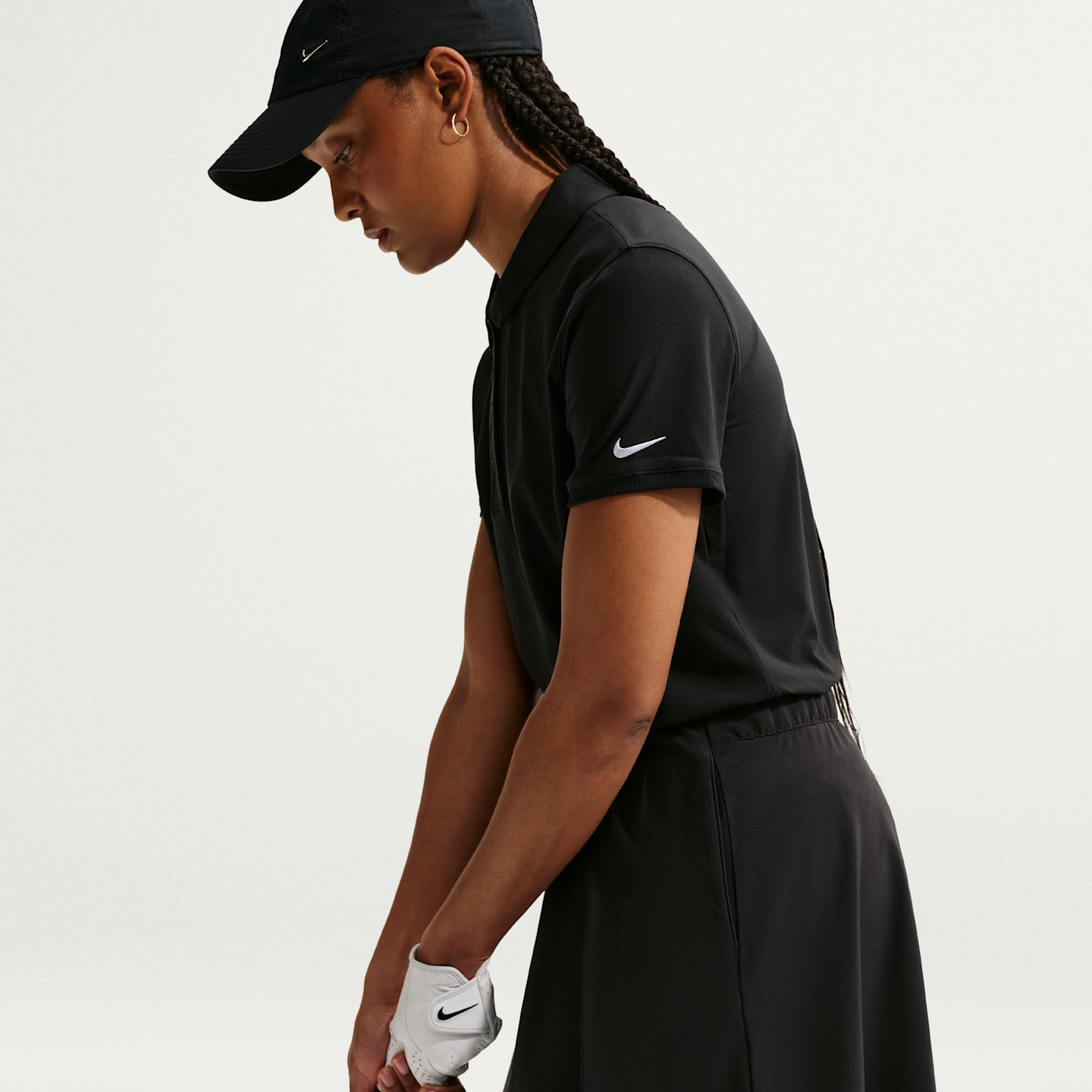 Женское поло для гольфа Nike Victory Dri-FIT с коротким рукавом, цвет: Чёрный / Белый — фото 3