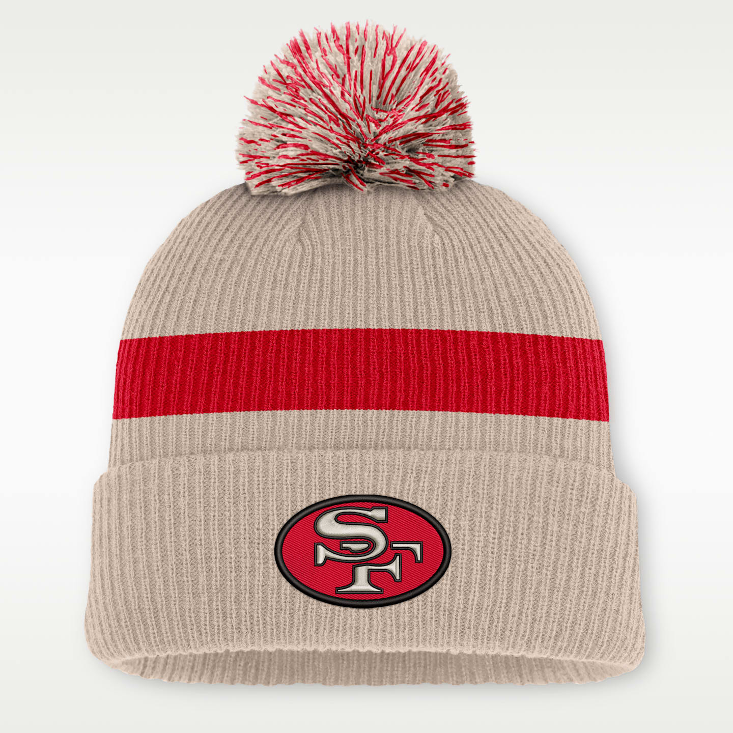 Мужская шапка-бини с помпоном Nike San Francisco 49ers Rewind Peak NFL, цвет: Песочный — фото 1