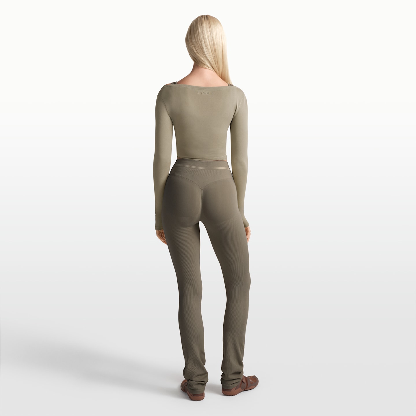 Женские прямые легинсы NikeSKIMS Ribbed Seamless бесшовные, 34, цвет: Дюнный — фото 5