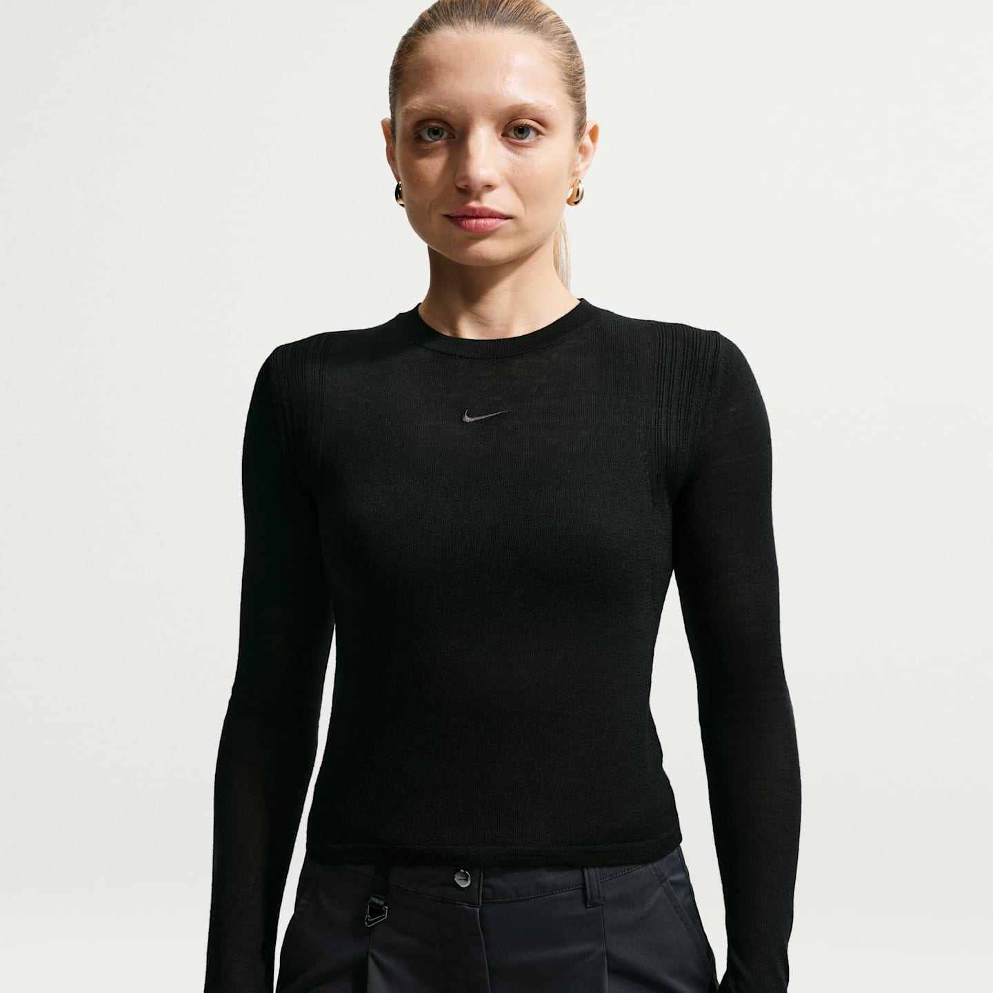 Женский топ Nike Sportswear Airreverent с длинным рукавом, цвет: Чёрный — фото 1