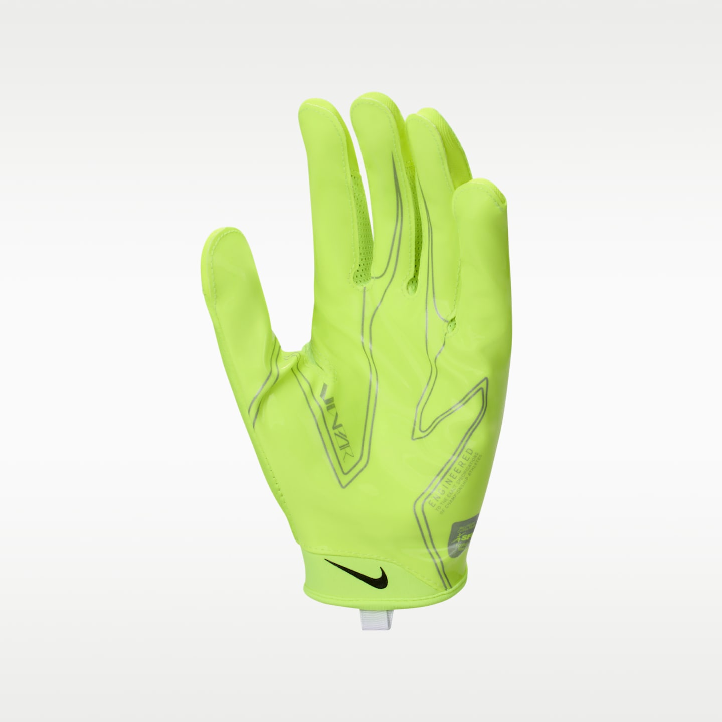 Мужские перчатки для американского футбола Nike Vapor Jet Combine 9.0, 1 пара, цвет: Кислотно-жёлтый / Серебряный — фото 2