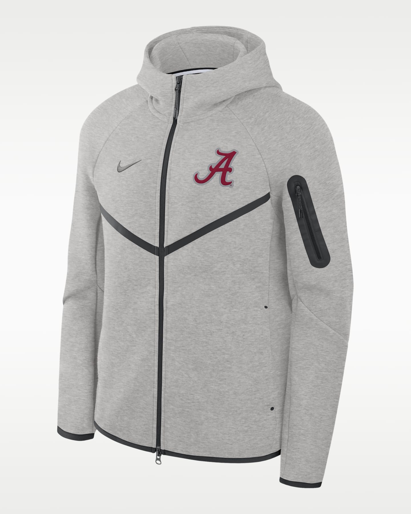 Мужская куртка Nike Alabama Tech Fleece Windrunner College с капюшоном на молнии, цвет: Серый / Чёрный — фото 3