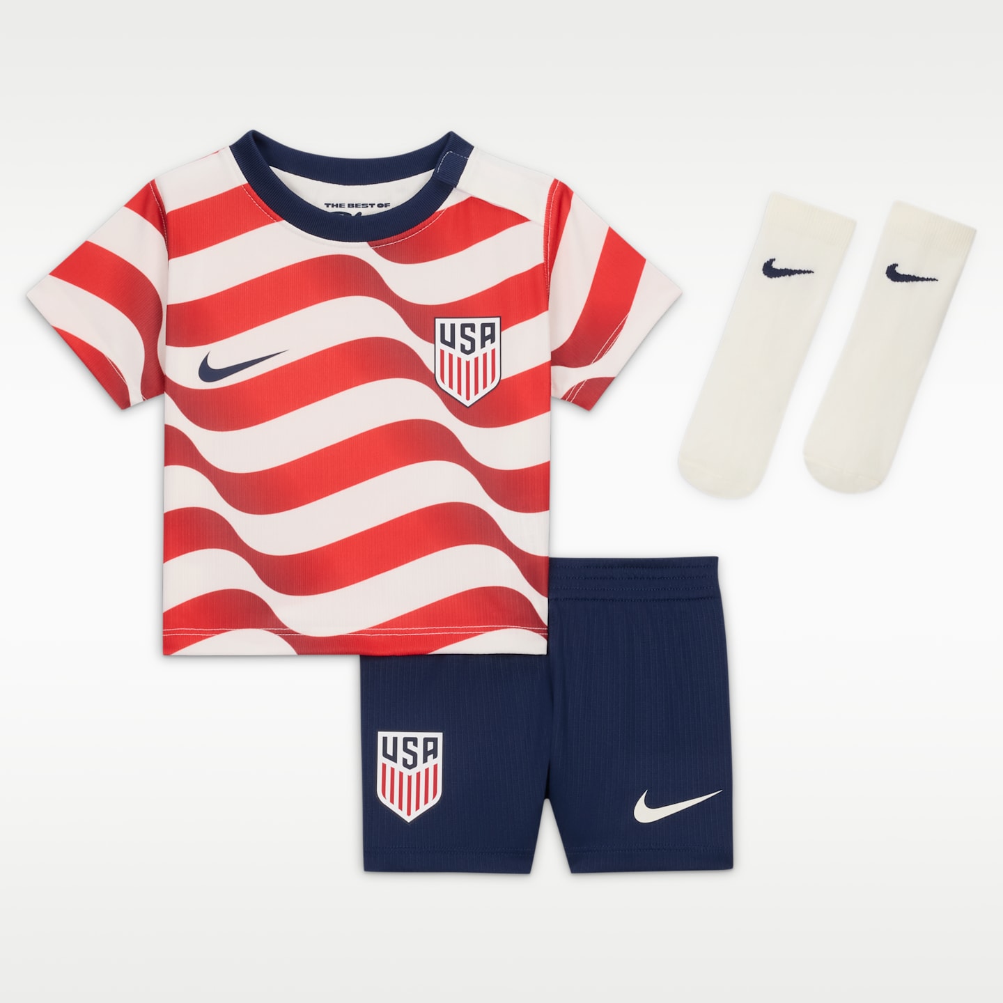 Футбольный комплект для малышей Nike Usmnt 2026 Stadium Home из 3 предметов, цвет: Молочный / Тёмно-синий — фото 1