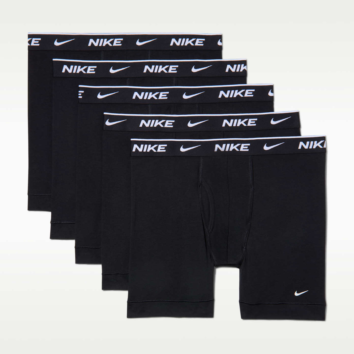 Мужские боксеры-брифы Nike Essential Cotton Stretch Dri-FIT, набор из 5 шт, цвет: Чёрный — фото 6