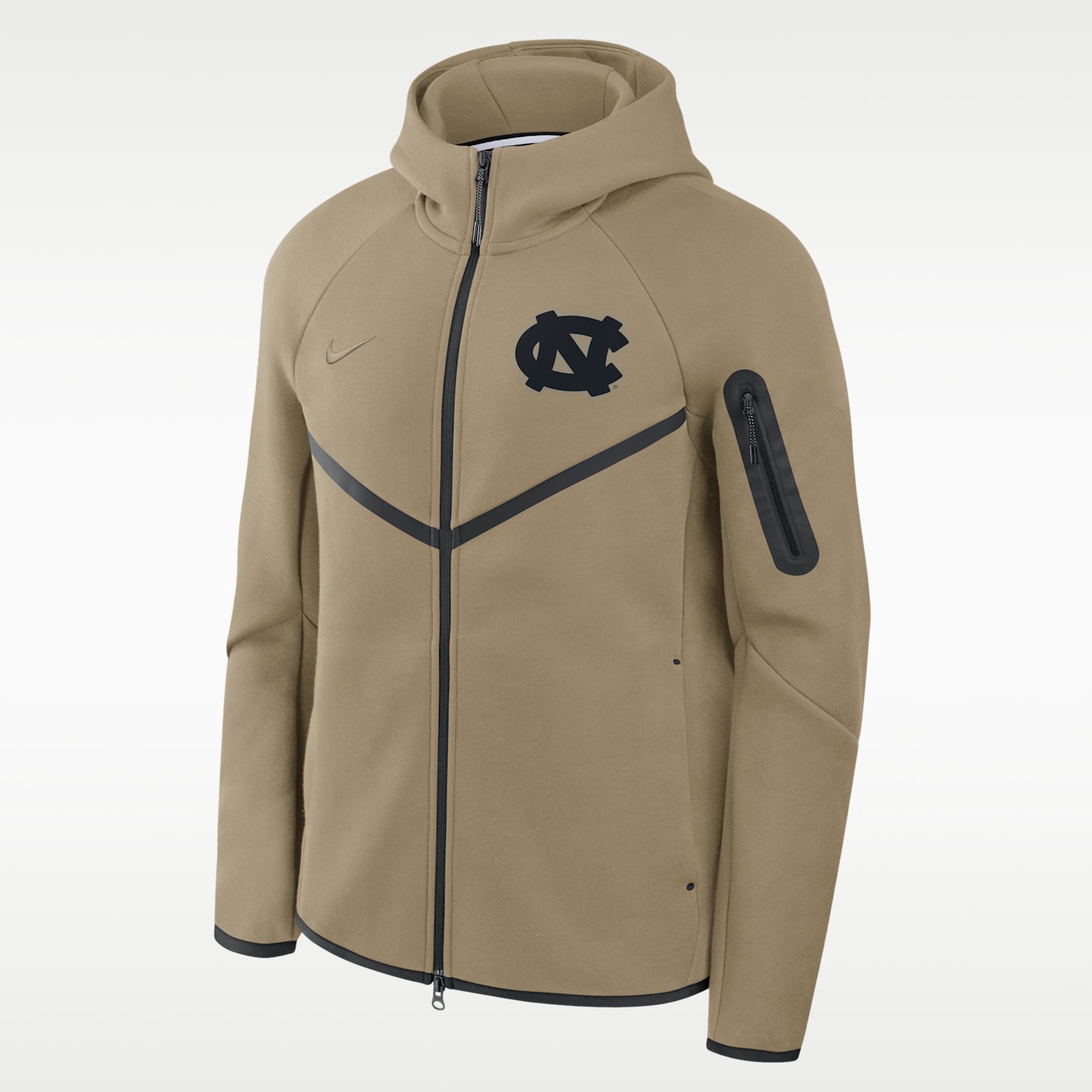 Мужская куртка Jordan Brand North Carolina Tech Fleece Windrunner на молнии с капюшоном, цвет: Оливковый — фото 1