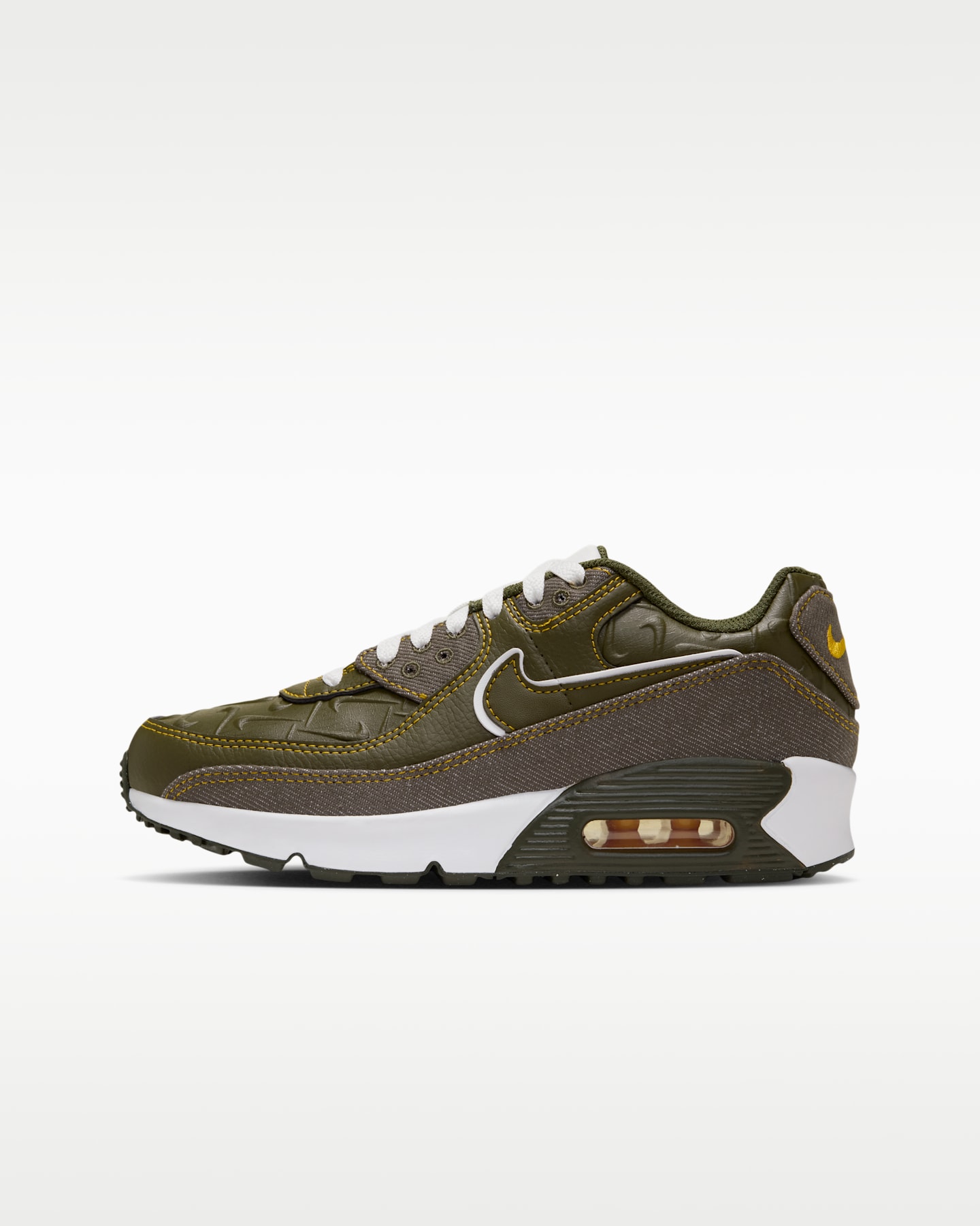 Детские кроссовки Nike Air Max 90, цвет: Хаки / Жёлтый — фото 9