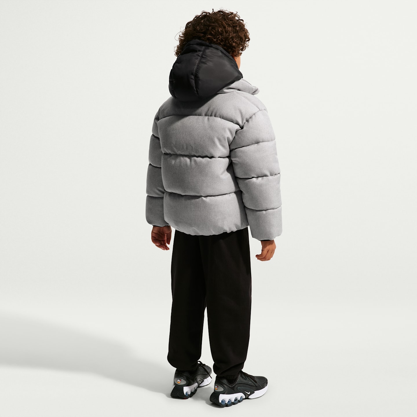 Детская куртка-пуховик Nike из меланжевого твила, цвет: Тёмный серый меланжевый — фото 5
