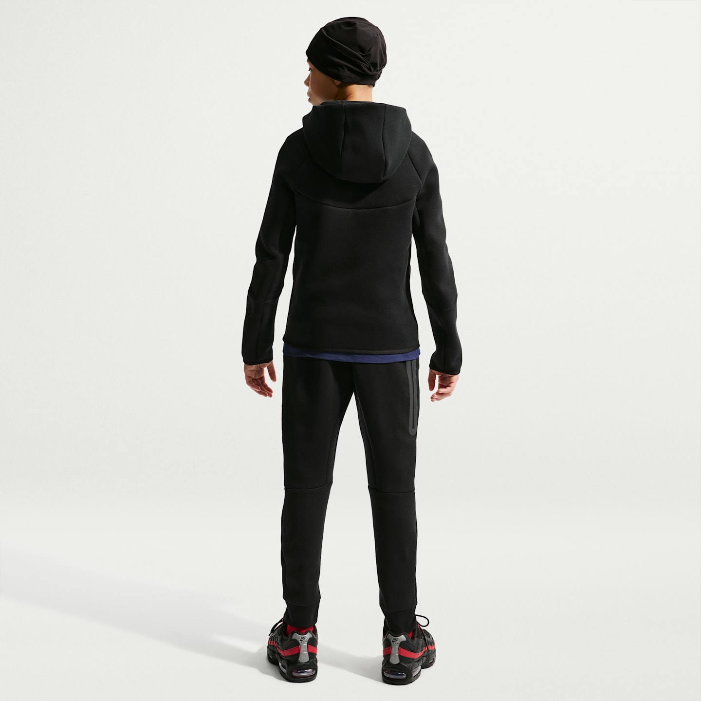 Детская футбольная худи на молнии Nike Usmnt Tech Fleece, цвет: Чёрный / Красный — фото 5