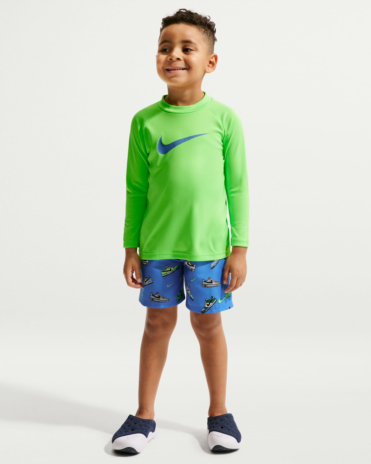 Детский плавательный комплект Nike Swim для мальчиков: лонгслив и шорты, цвет: Синий — фото 8