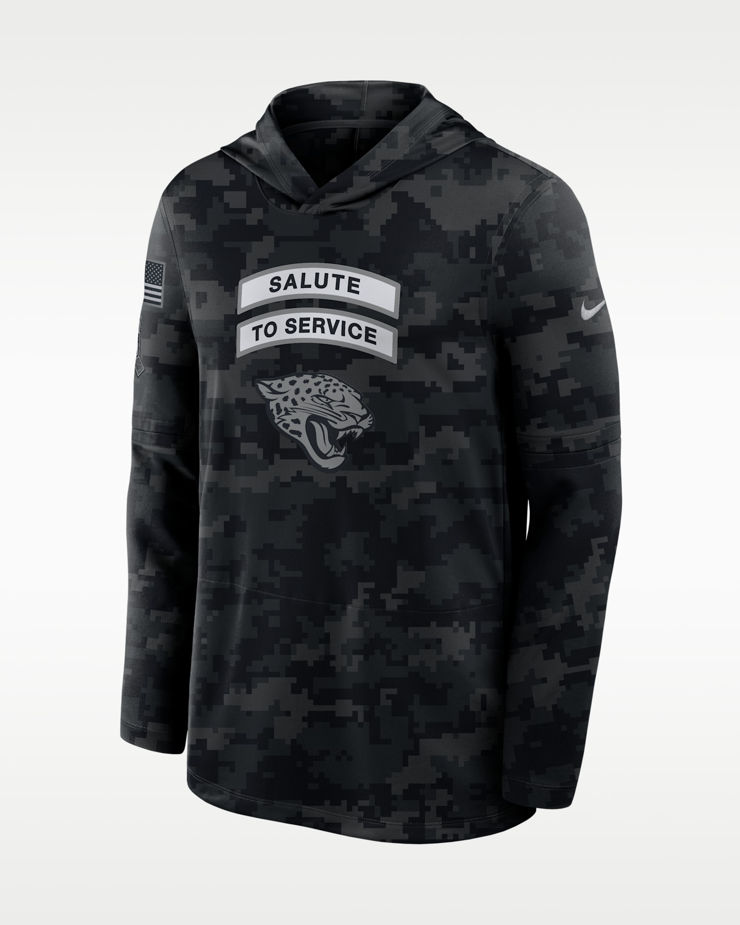 Мужской лонгслив с капюшоном Nike Jacksonville Jaguars Salute to Service Sideline NFL, цвет: Чёрный — фото 3