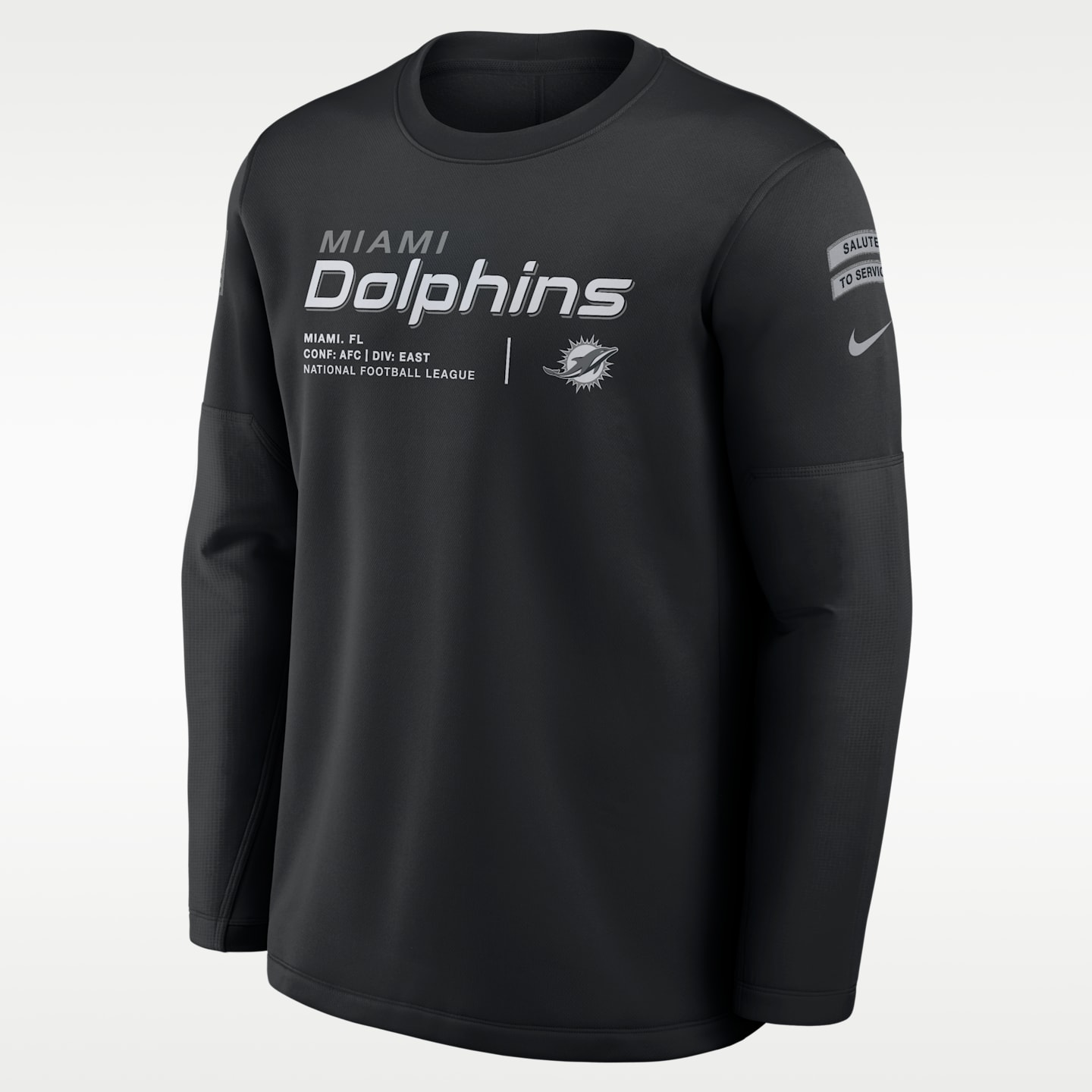 Мужской свитшот Nike NFL Miami Dolphins Salute to Service Sideline Coaches, цвет: Чёрный — фото 1