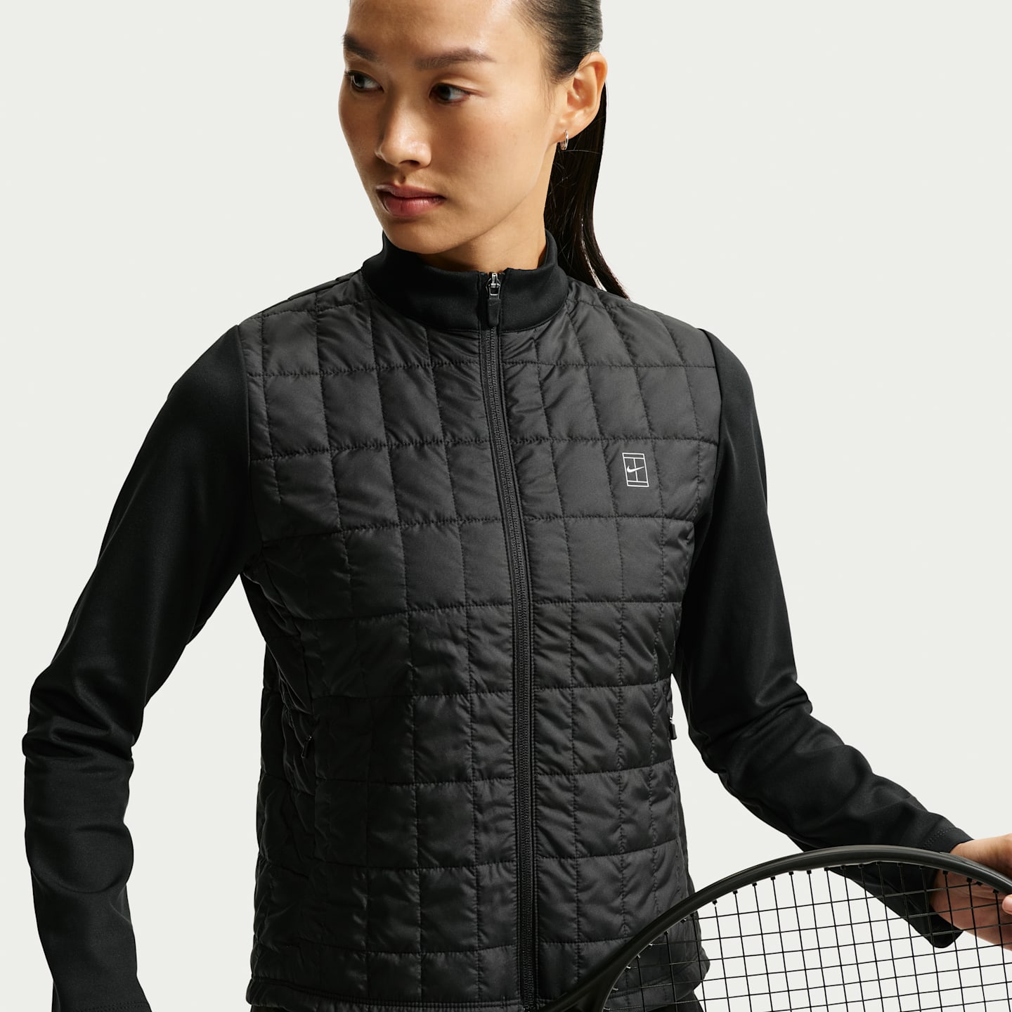 Женский топ Nike NikeCourt Advantage Therma-FIT Winterized Tennis, цвет: Чёрный / Белый — фото 3