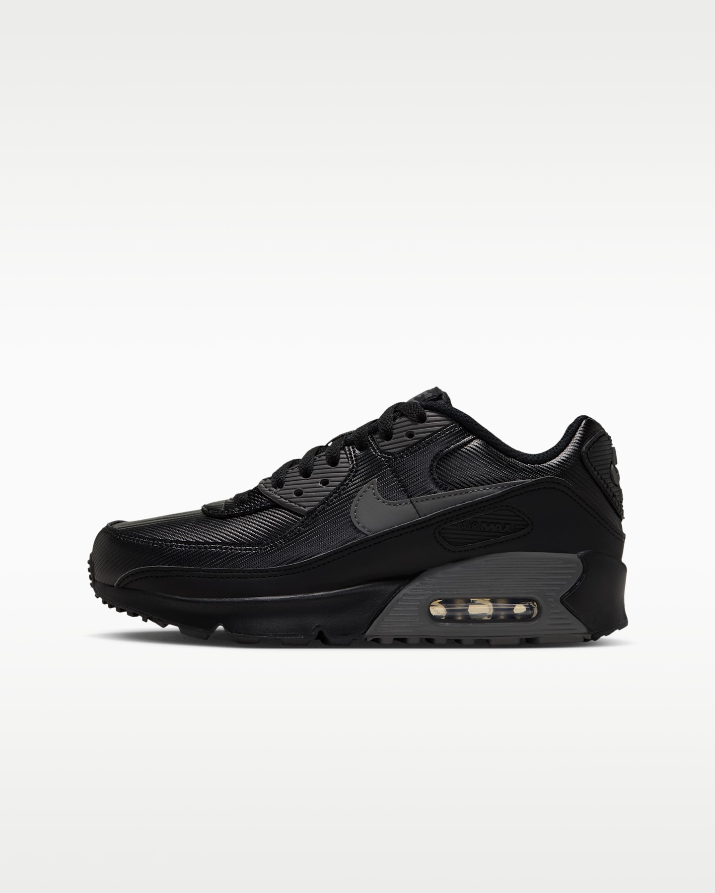 Детские кроссовки Nike Air Max 90 SE, цвет: Чёрный / Серебряный — фото 9