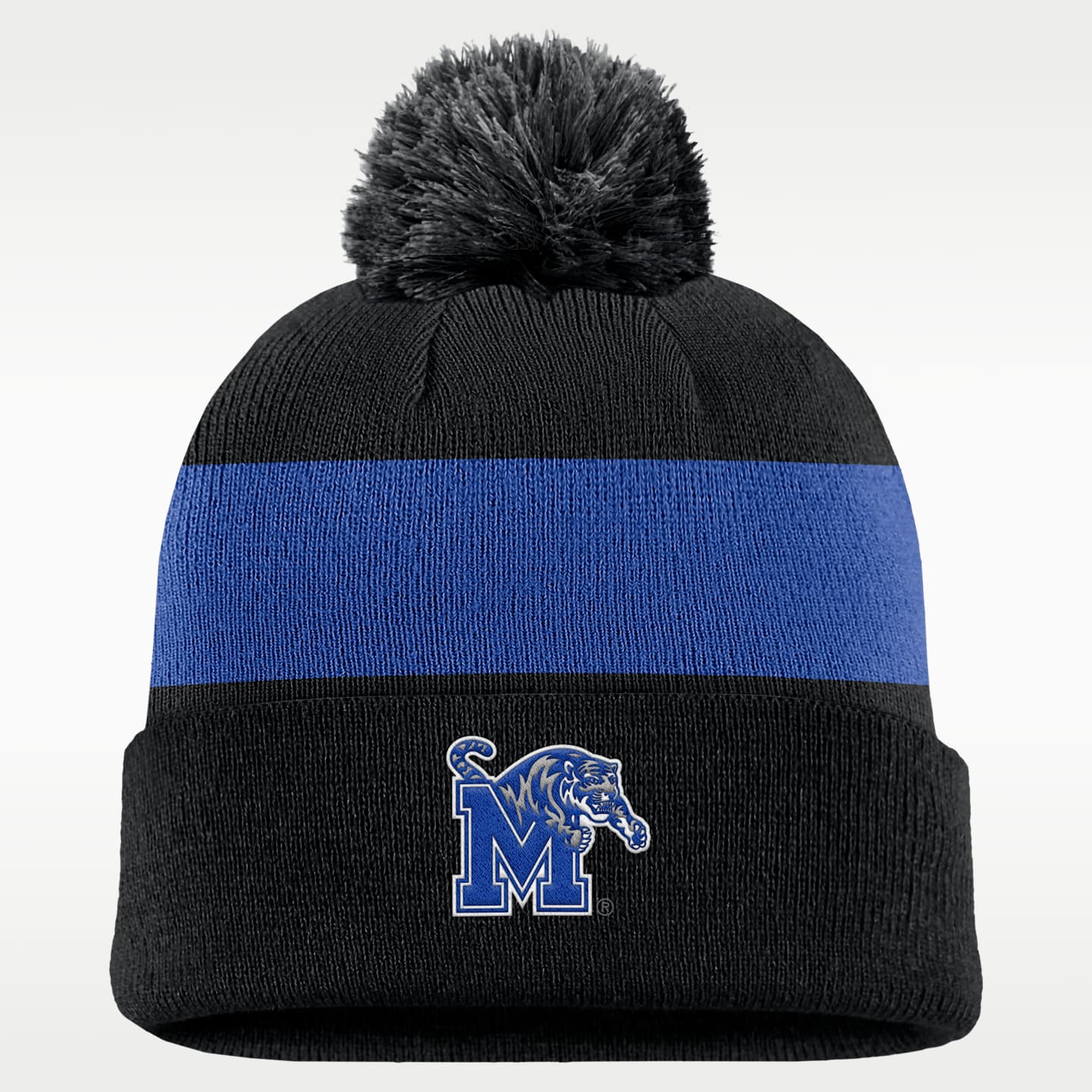 Женская шапка Nike Memphis Tigers Peak Basketball College Cuffed Pom Beanie, цвет: Чёрный — фото 1