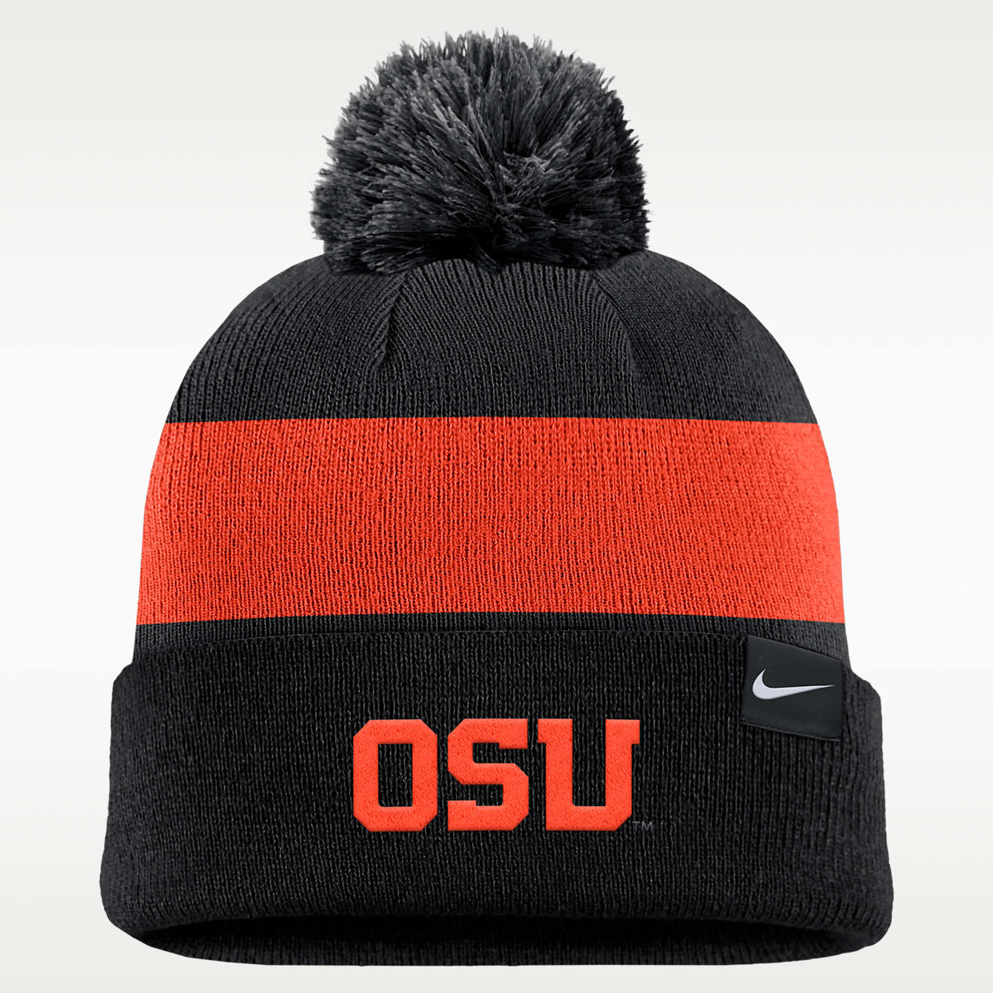 Женская шапка Nike Oregon State Beavers Peak Basketball College Cuffed Pom Beanie, цвет: Чёрный — фото 2