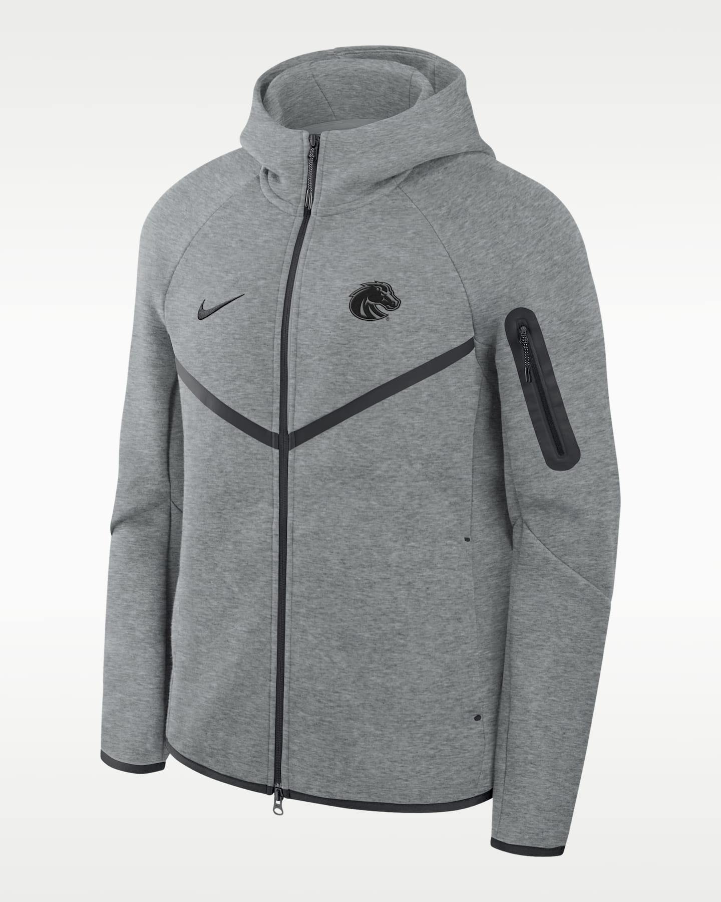 Мужское худи Nike Boise State Broncos Tech Basketball Fleece Full-Zip, цвет: Серый — фото 2