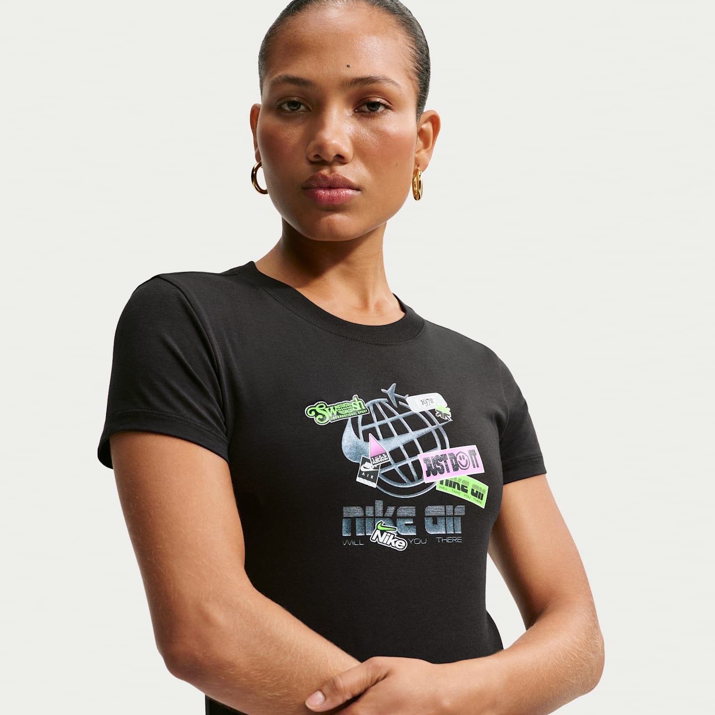 Женская футболка Nike Sportswear Chill Knit Slim Mod-Cropped, цвет: Чёрный — фото 3