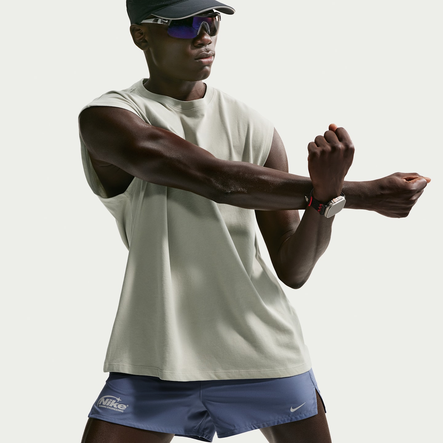 Мужские беговые шорты Nike Dri-FIT 3" со встроенными брифами, цвет: Синий / Средний пепельный — фото 4