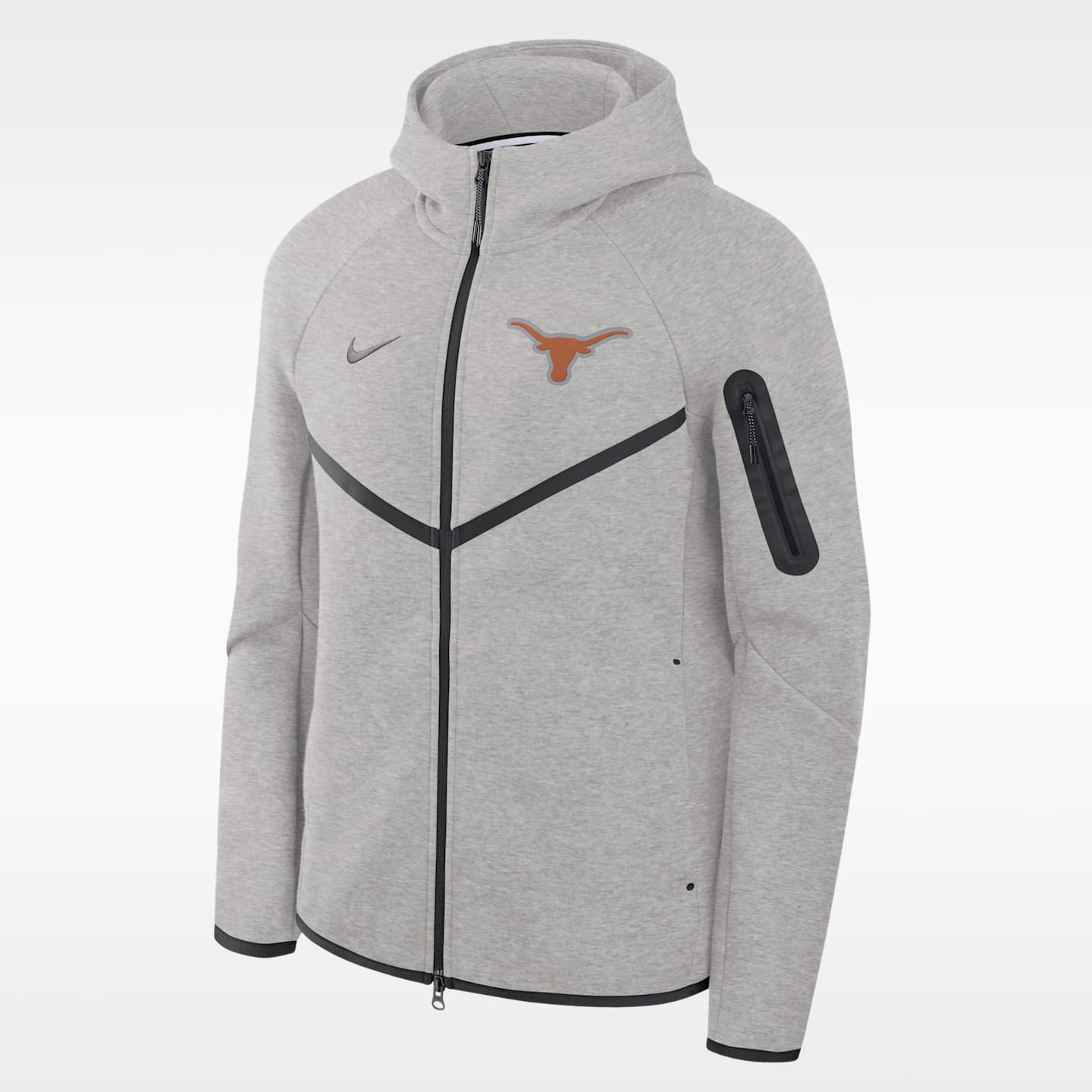 Мужская флисовая куртка с капюшоном на молнии Nike Texas Tech Windrunner, цвет: Серый — фото 1