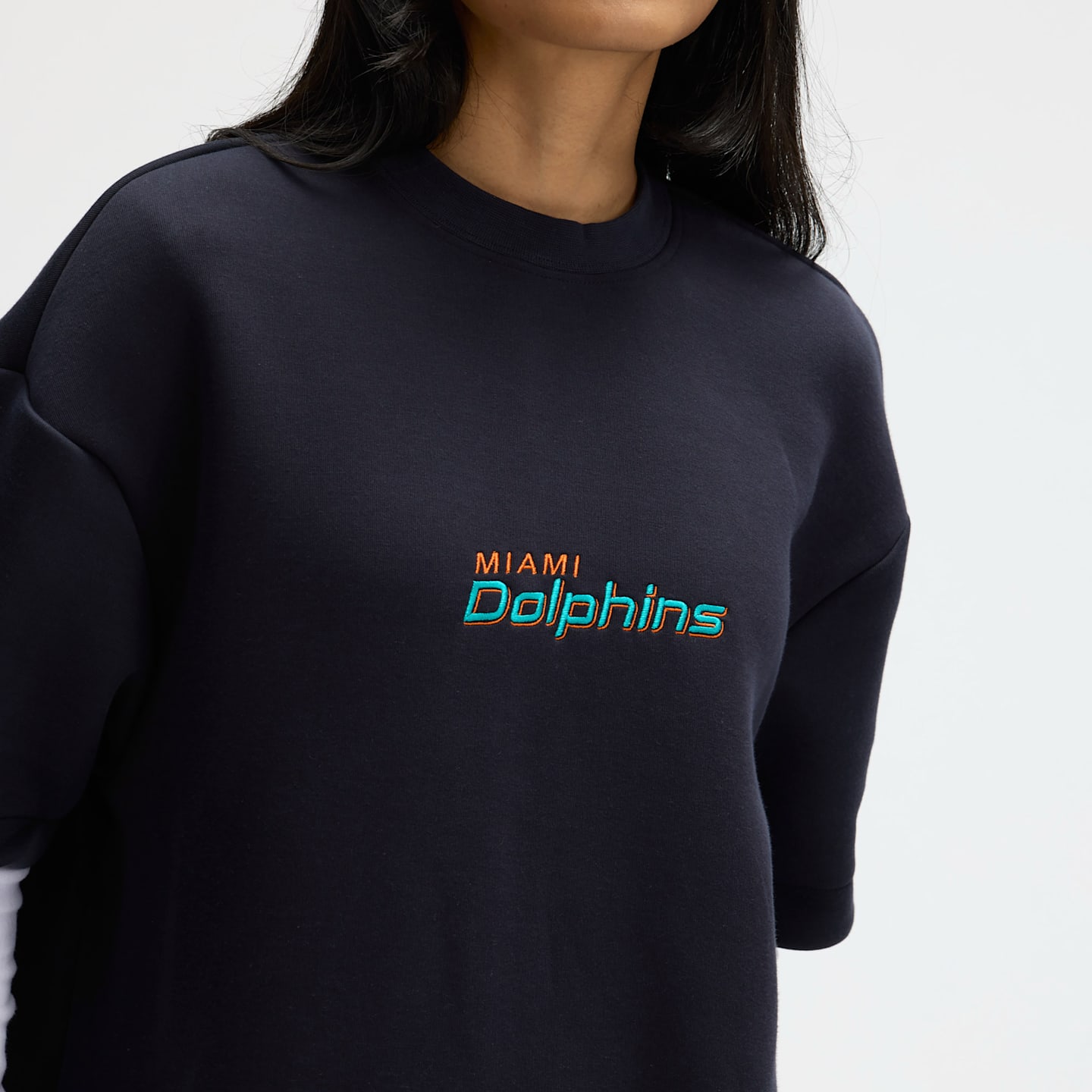 Женское платье Nike NFL Miami Dolphins Rivalries Collection из флиса Tech оверсайз, цвет: Тёмно-синий — фото 5