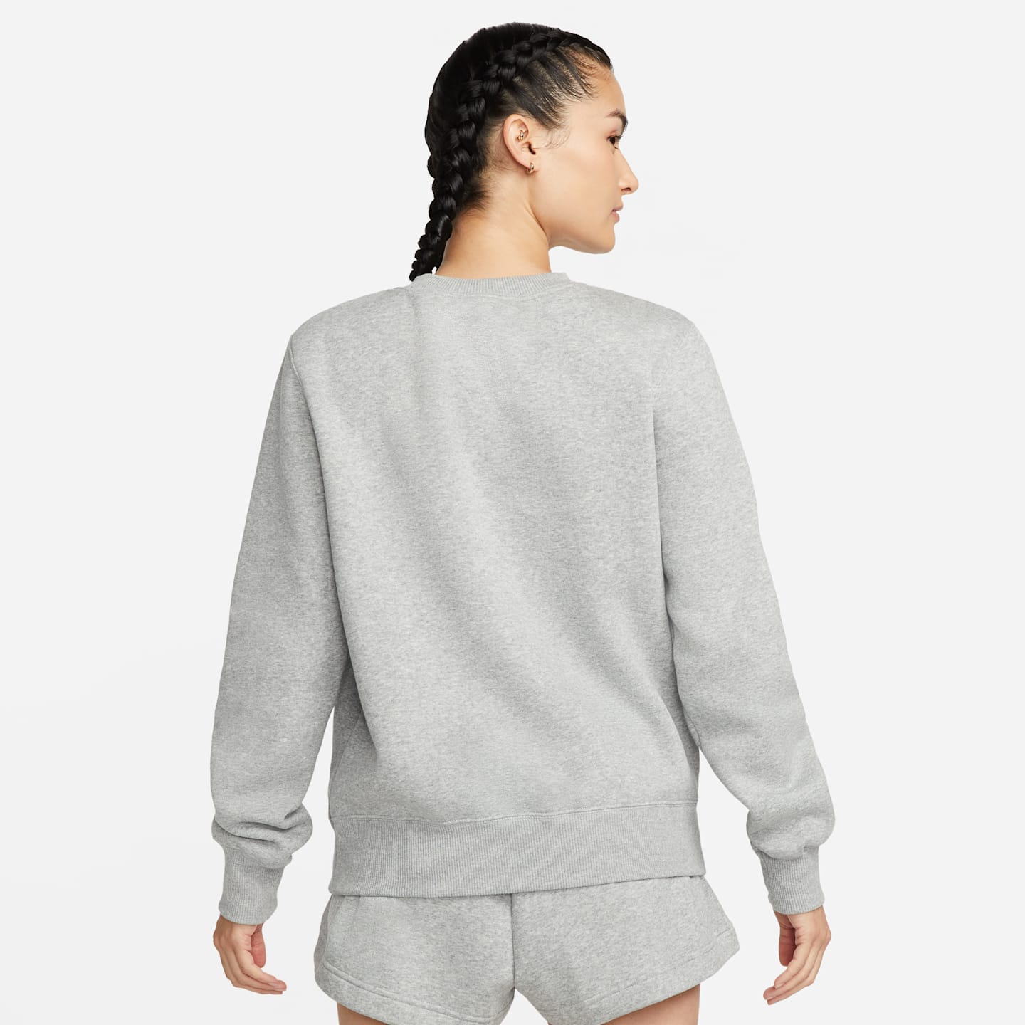 Женская толстовка Nike Sportswear Phoenix Fleece Crew-Neck, цвет: Серый меланжевый / Молочный — фото 2