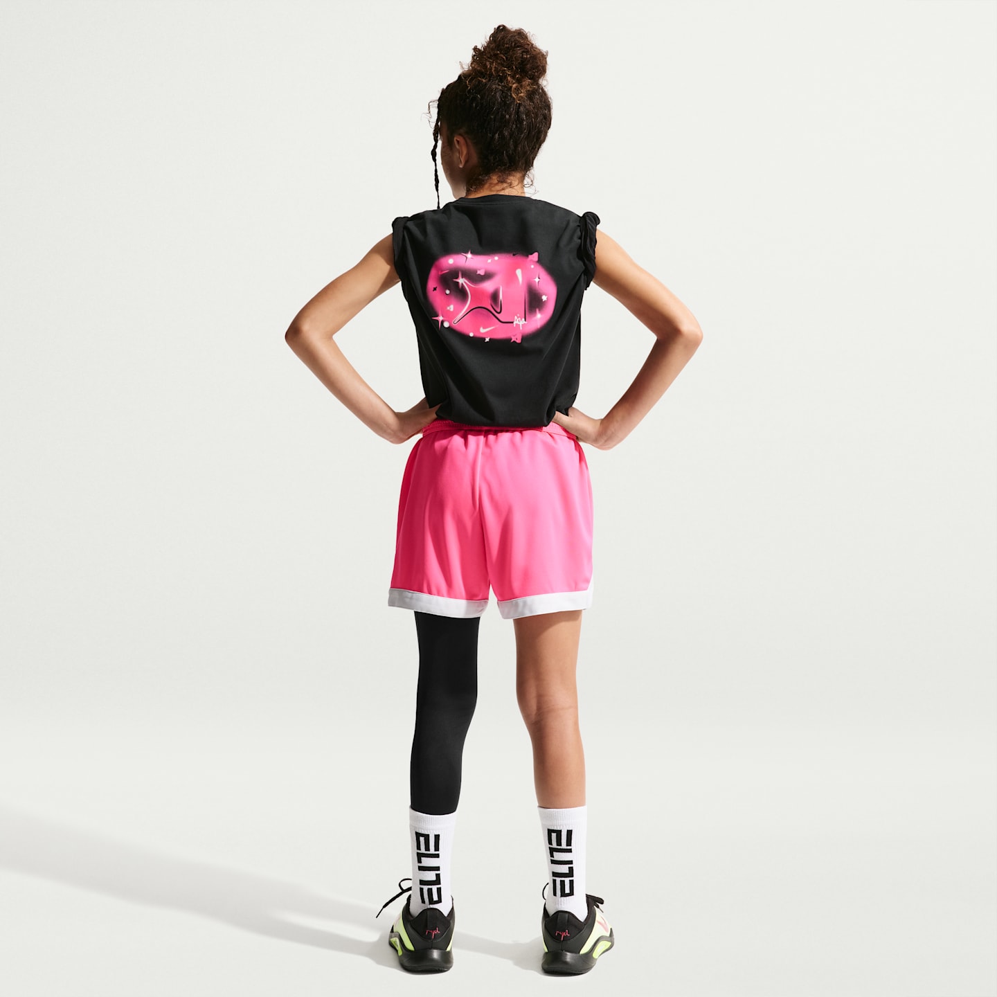 Детские баскетбольные легинсы Nike A'ja Wilson для девочек, асимметричные, средняя посадка, цвет: Чёрный / Белый — фото 5