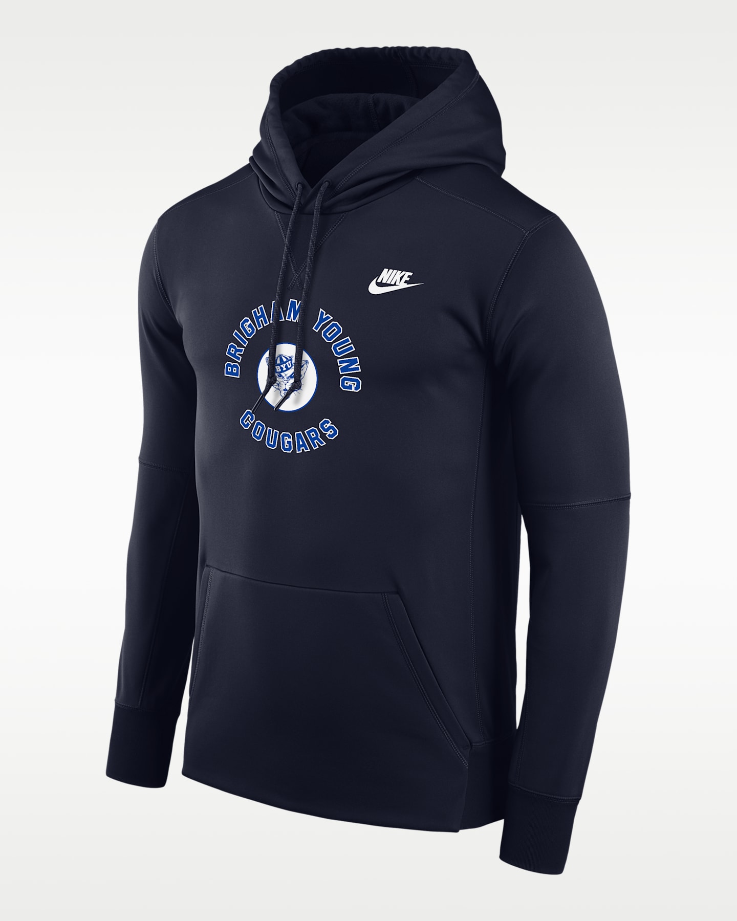 Мужские худи BYU Cougars Nike Football Therma-FIT College, цвет: Тёмно-синий — фото 2