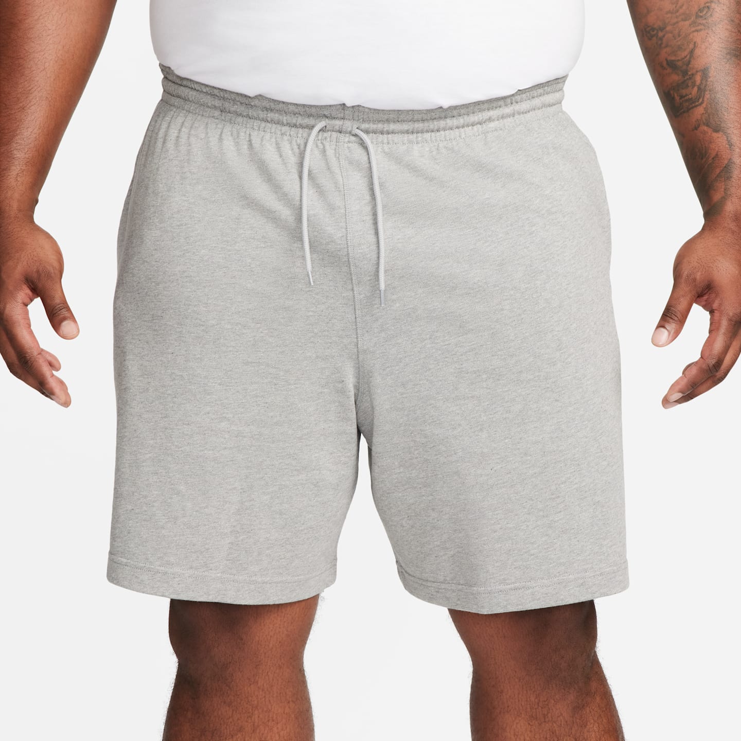 Мужские трикотажные шорты Nike Sportswear Club, цвет: Серый меланжевый / Белый — фото 8