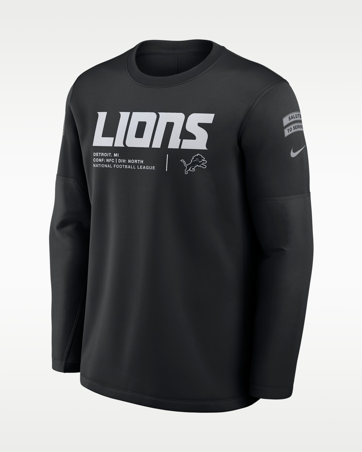 Мужской свитшот Nike Detroit Lions Salute to Service Sideline Coaches NFL, цвет: Чёрный — фото 3