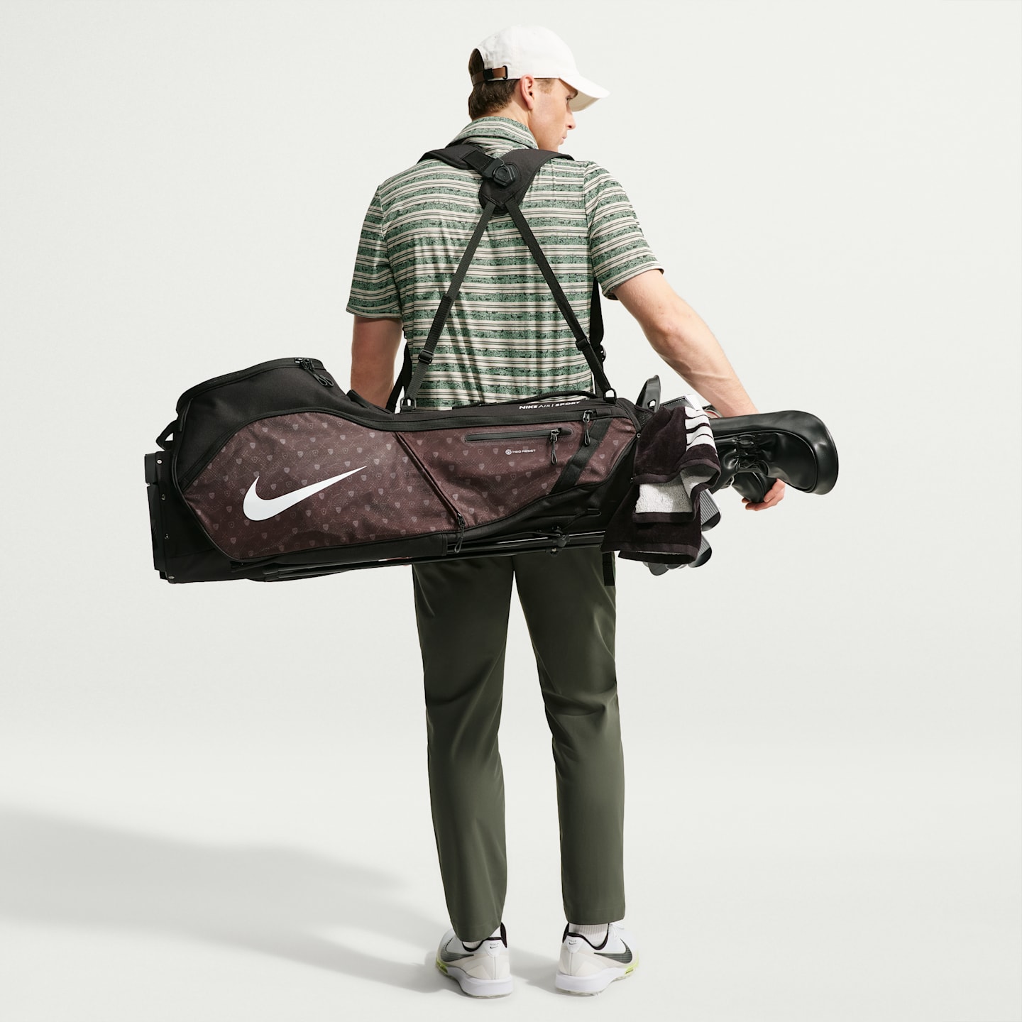 Мужское поло Nike Par Dri-FIT Striped Golf Polo, цвет: Камуфляжный зелёный — фото 5