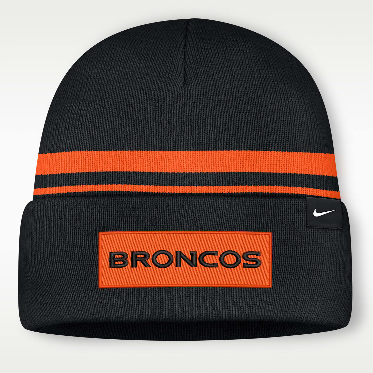 Мужская шапка бини Nike Denver Broncos Primetime Utility NFL с отворотом, цвет: Чёрный — фото 2