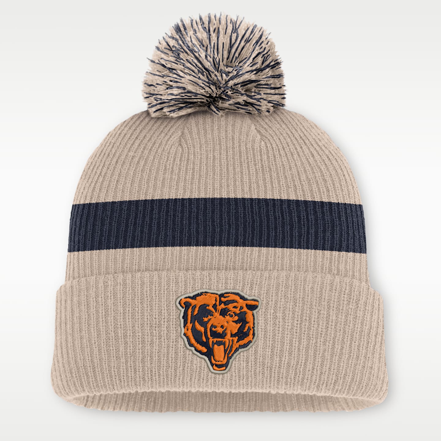 Мужская шапка с помпоном и отворотом Nike Chicago Bears Rewind Peak NFL, цвет: Песочный — фото 1