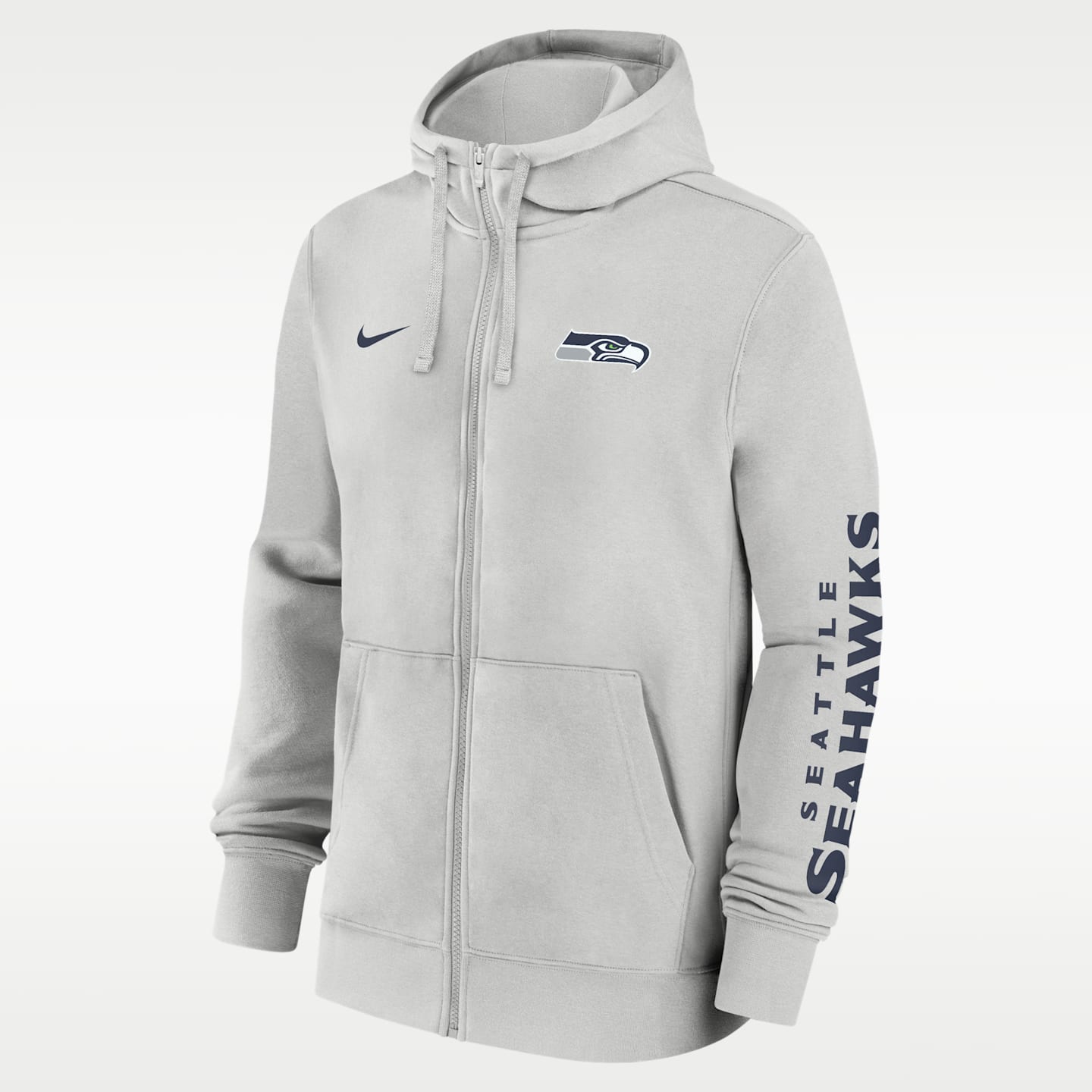 Мужская худи на молнии Nike Seattle Seahawks Club NFL, цвет: Серый — фото 1