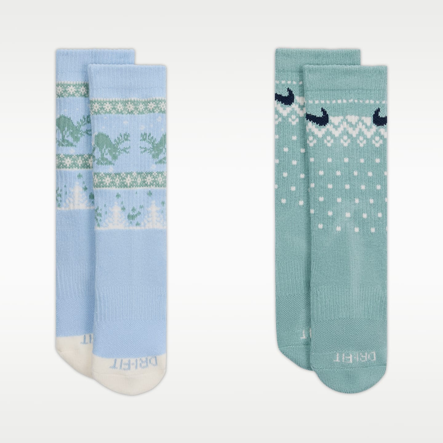 Детские носки Nike Dri-FIT Fairisle, 2 пары, цвет: Светлый синий — фото 2