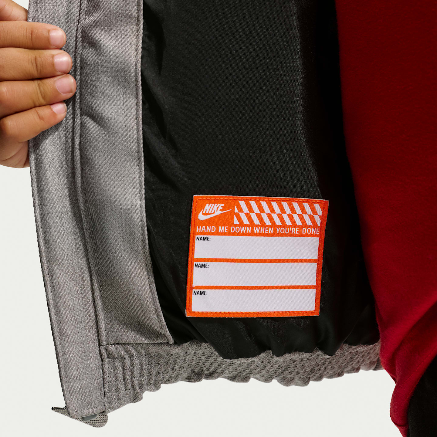 Детская куртка-пуховик Nike из меланжевого твила, цвет: Тёмный серый меланжевый — фото 3