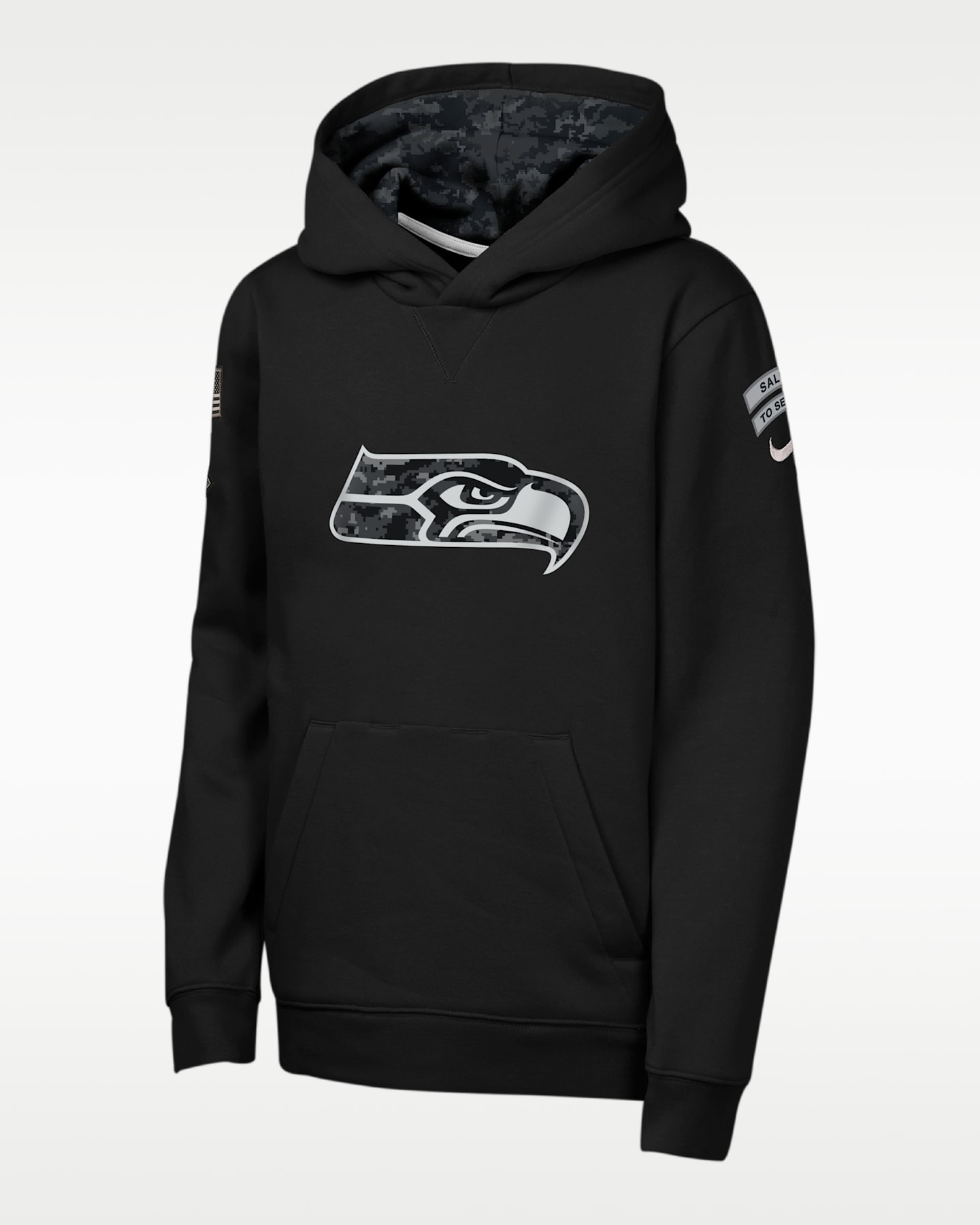 Детское худи Nike Seattle Seahawks Salute to Service Sideline Club NFL Pullover, цвет: Чёрный — фото 3