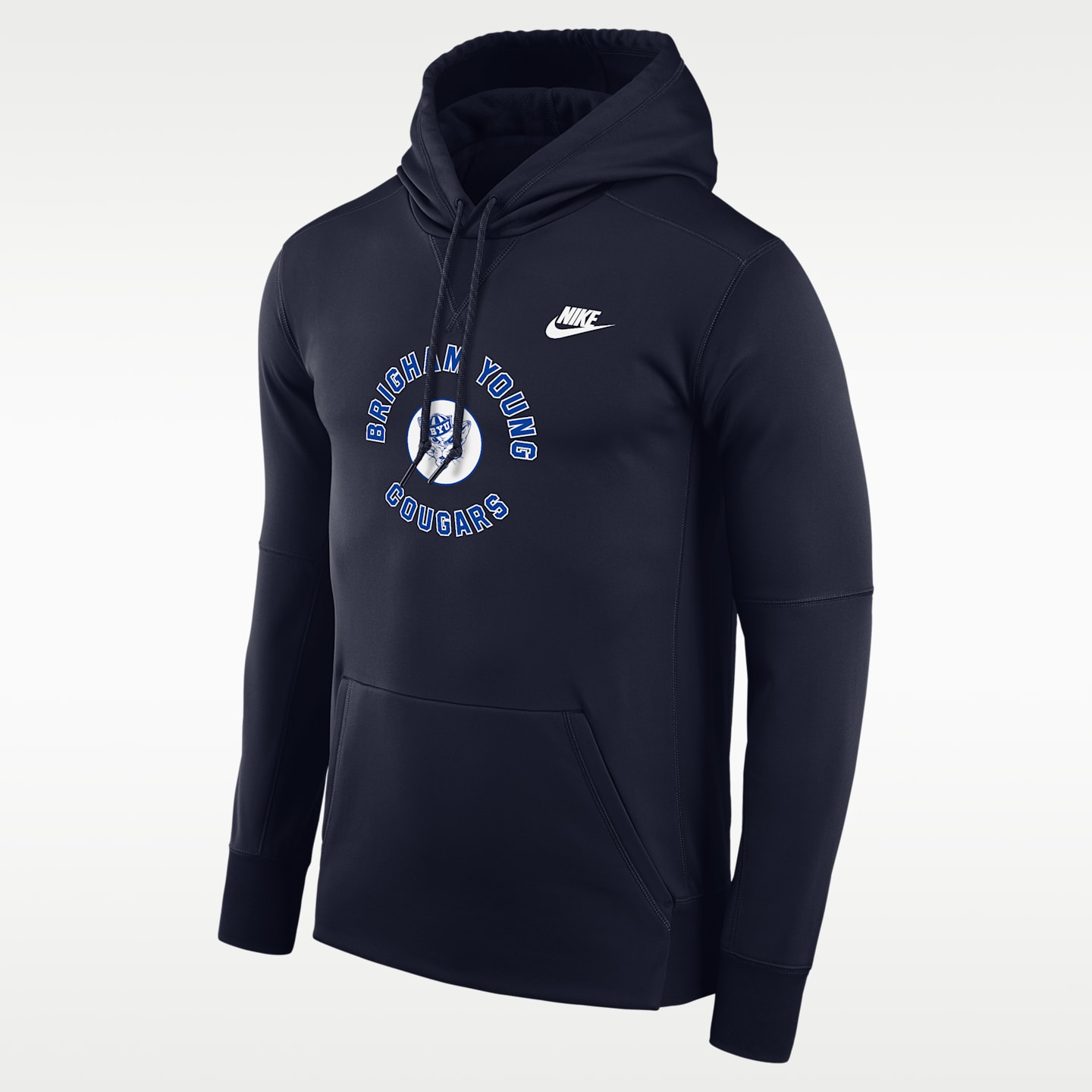 Мужские худи BYU Cougars Nike Football Therma-FIT College, цвет: Тёмно-синий — фото 1