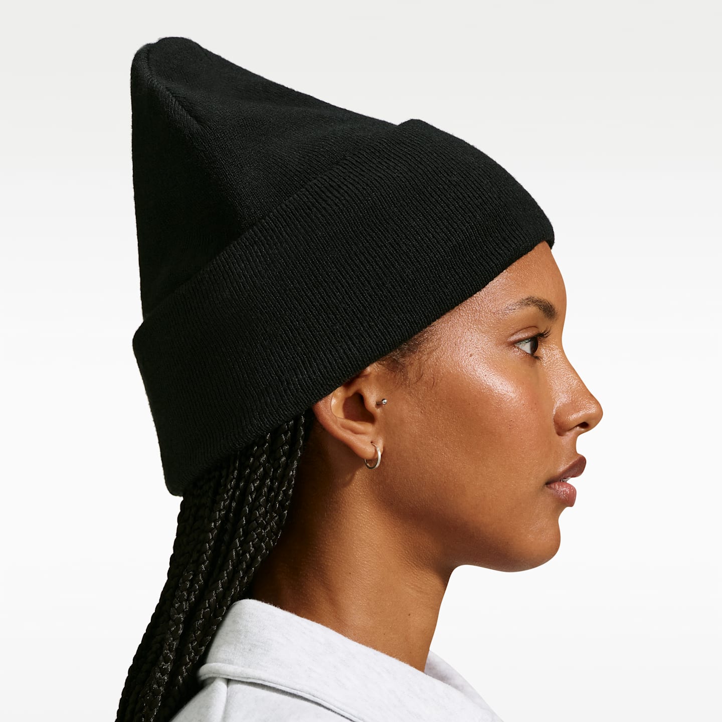 Шапка с высоким отворотом и атласной подкладкой Nike Peak, цвет: Чёрный / Белый — фото 2