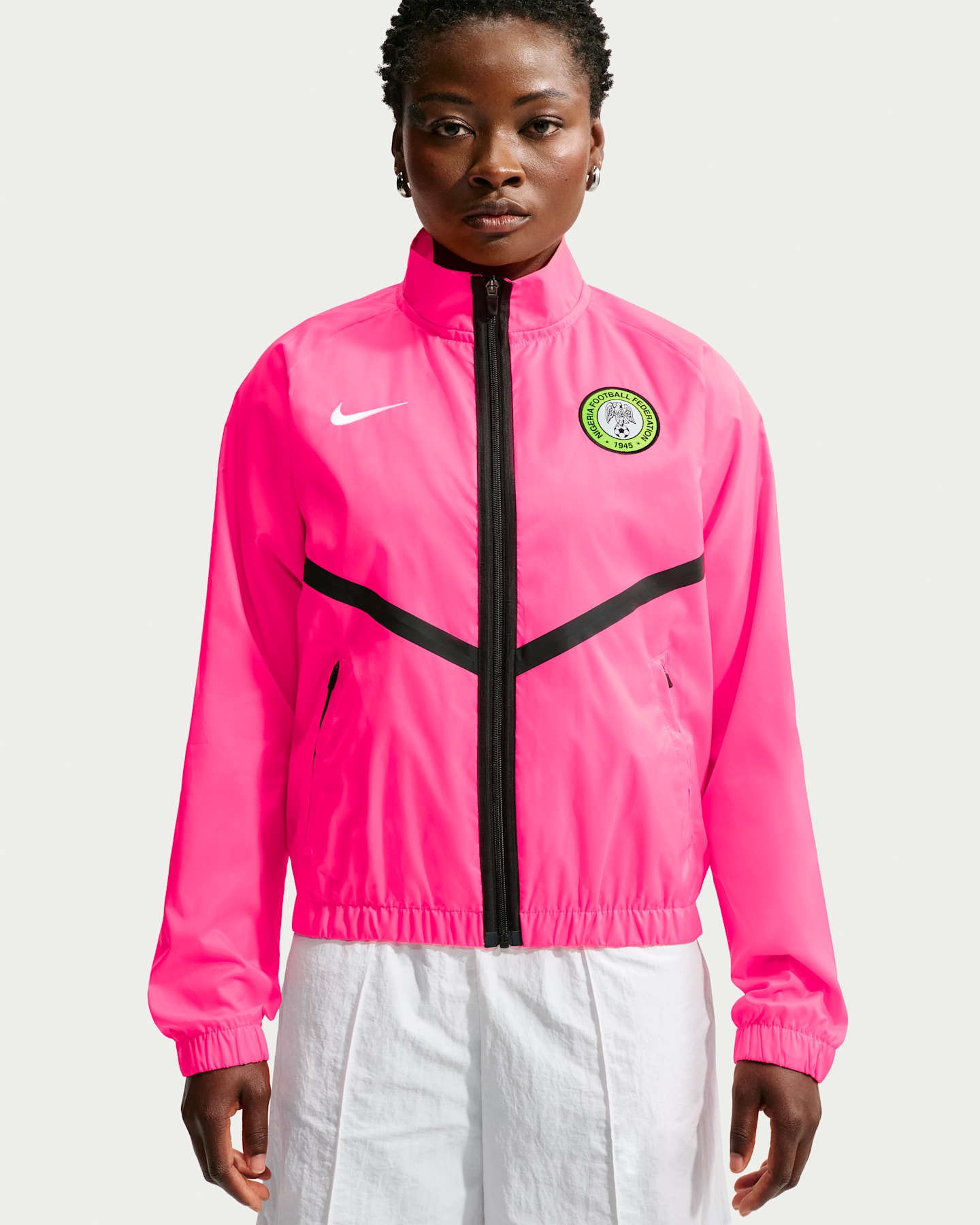 Женская футбольная куртка Nike Dri-FIT Nigeria Anthem, цвет: Розовый / Белый — фото 6