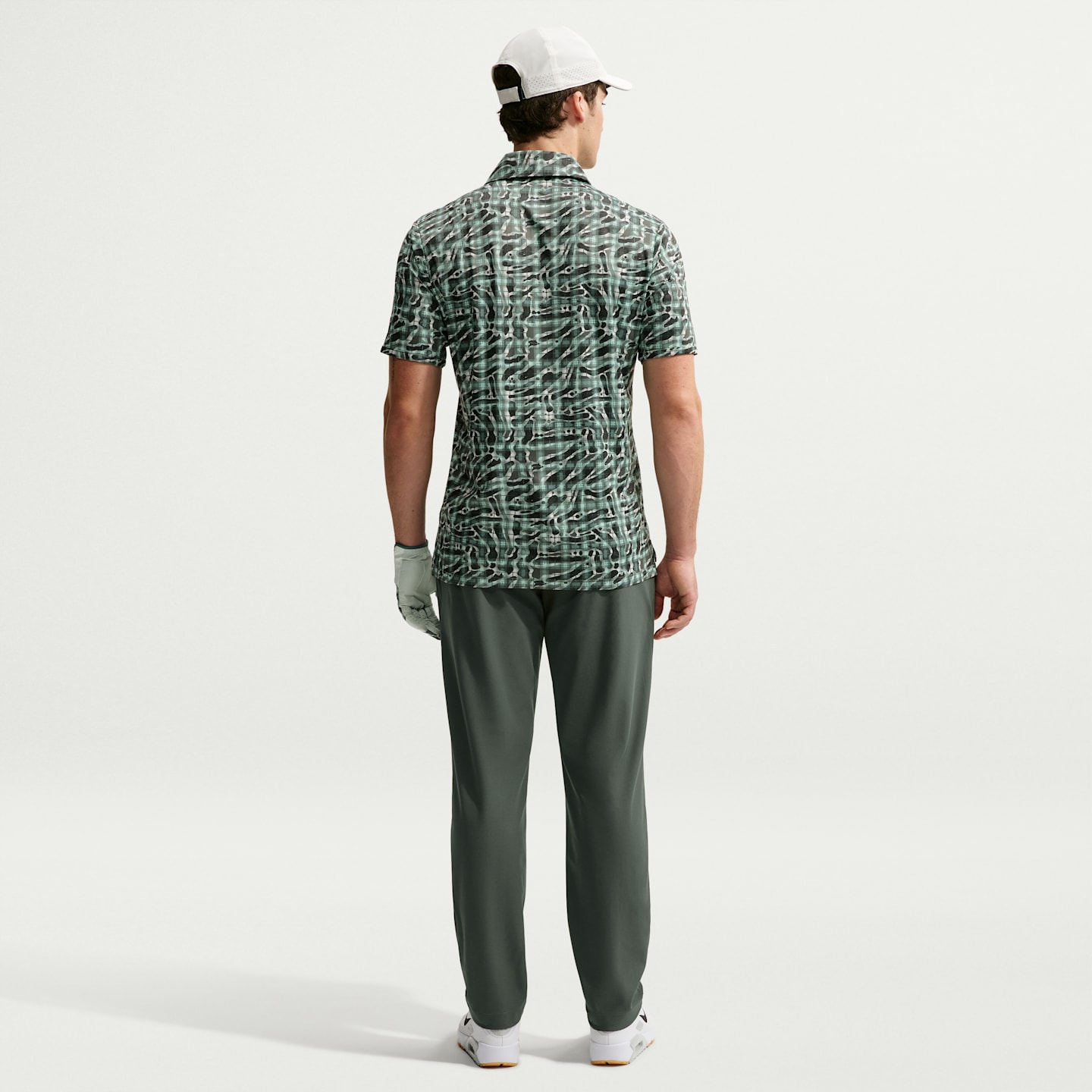 Мужское поло Nike Par Dri-FIT Tartan Camo Print Golf Polo, цвет: Камуфляжный зелёный — фото 5