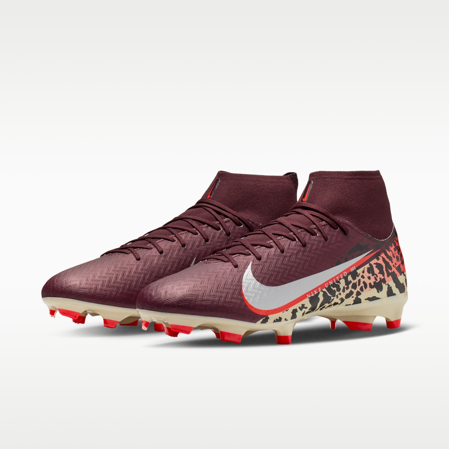 Футбольные бутсы Nike United Mercurial Superfly 10 Academy для разных покрытий, высокие, цвет: Бордовый / Красный — фото 5