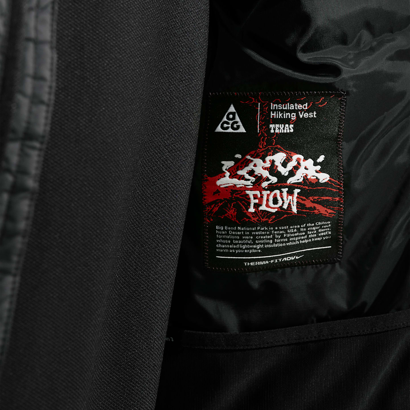 Мужской жилет Nike ACG Lava Flow Therma-FIT ADV Vest, цвет: Чёрный / Снежный белый — фото 7