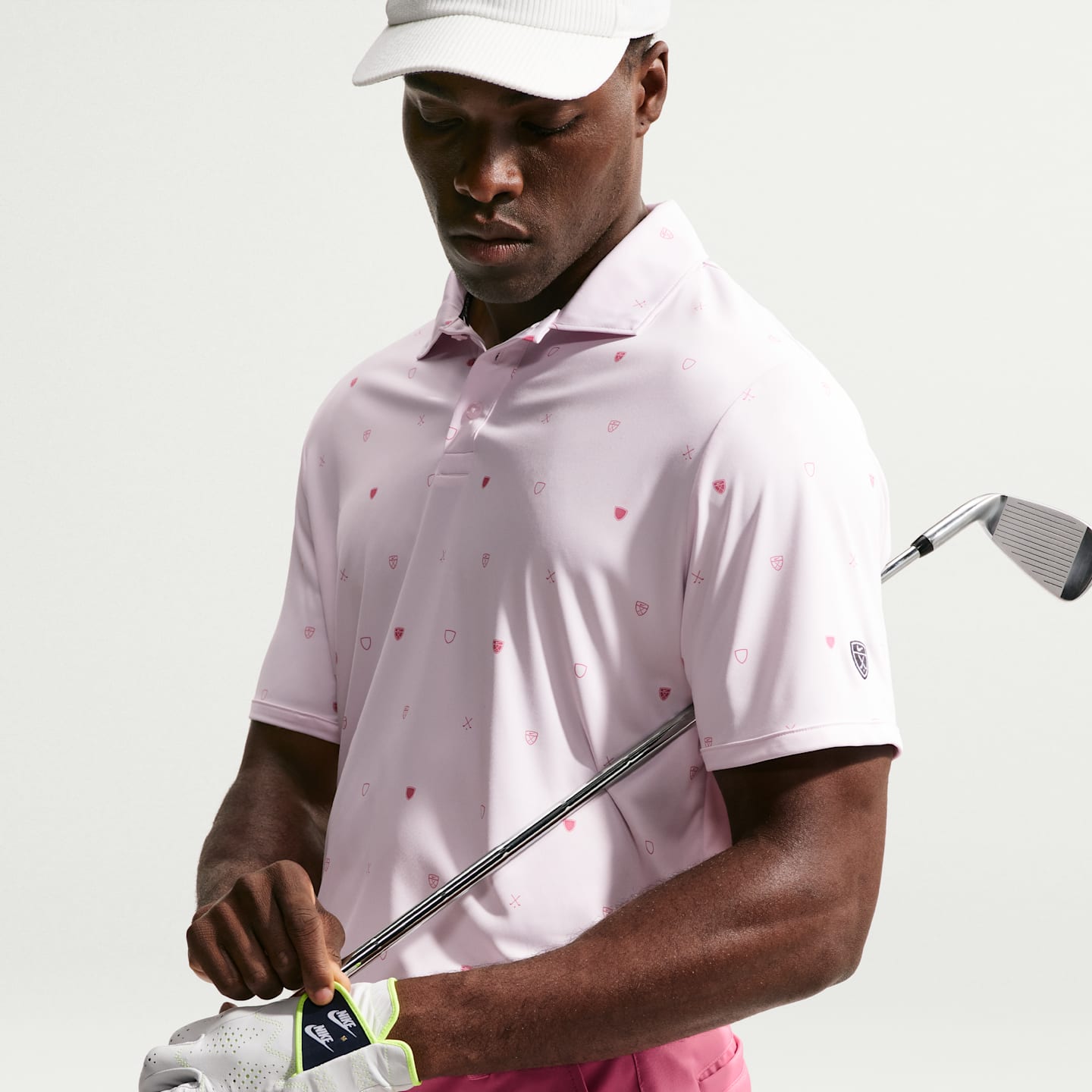 Мужское поло для гольфа Nike Par Dri-FIT с коротким рукавом, цвет: Жемчужный розовый / Пионовый — фото 3