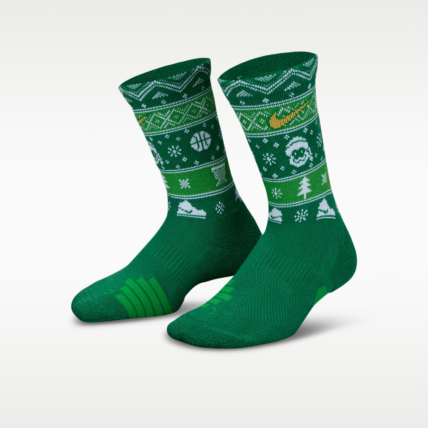 Детские носки Nike Dri-FIT Holiday Elite, цвет: Зелёный — фото 1