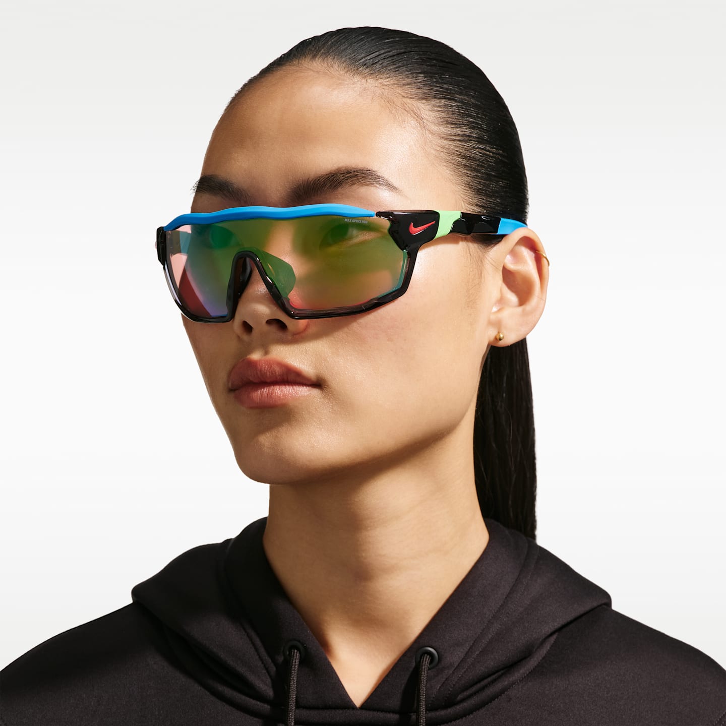 Женские очки Nike Show X Rush Road Tint, цвет: Антрацитовый / Зелёный — фото 4