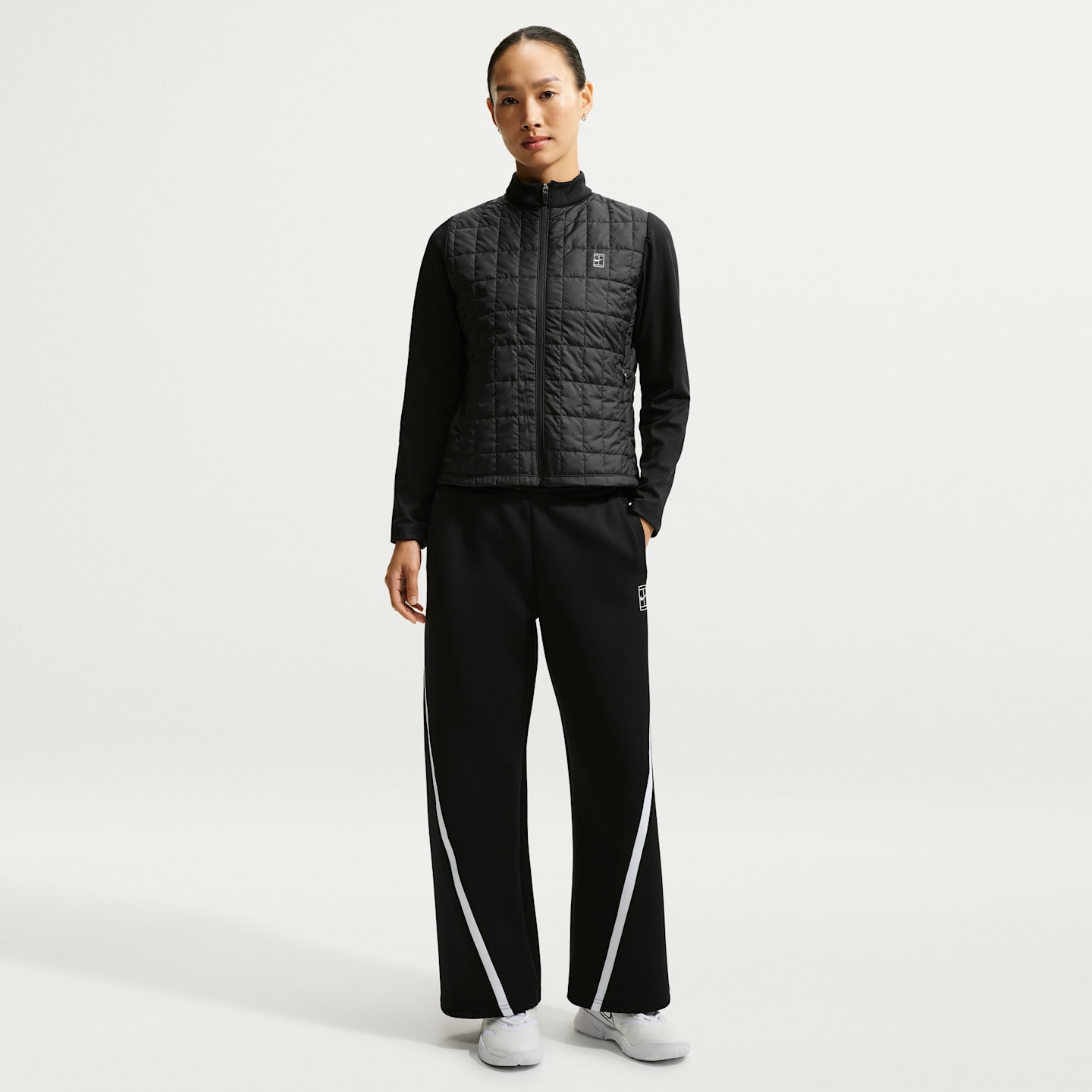 Женский топ Nike NikeCourt Advantage Therma-FIT Winterized Tennis, цвет: Чёрный / Белый — фото 4