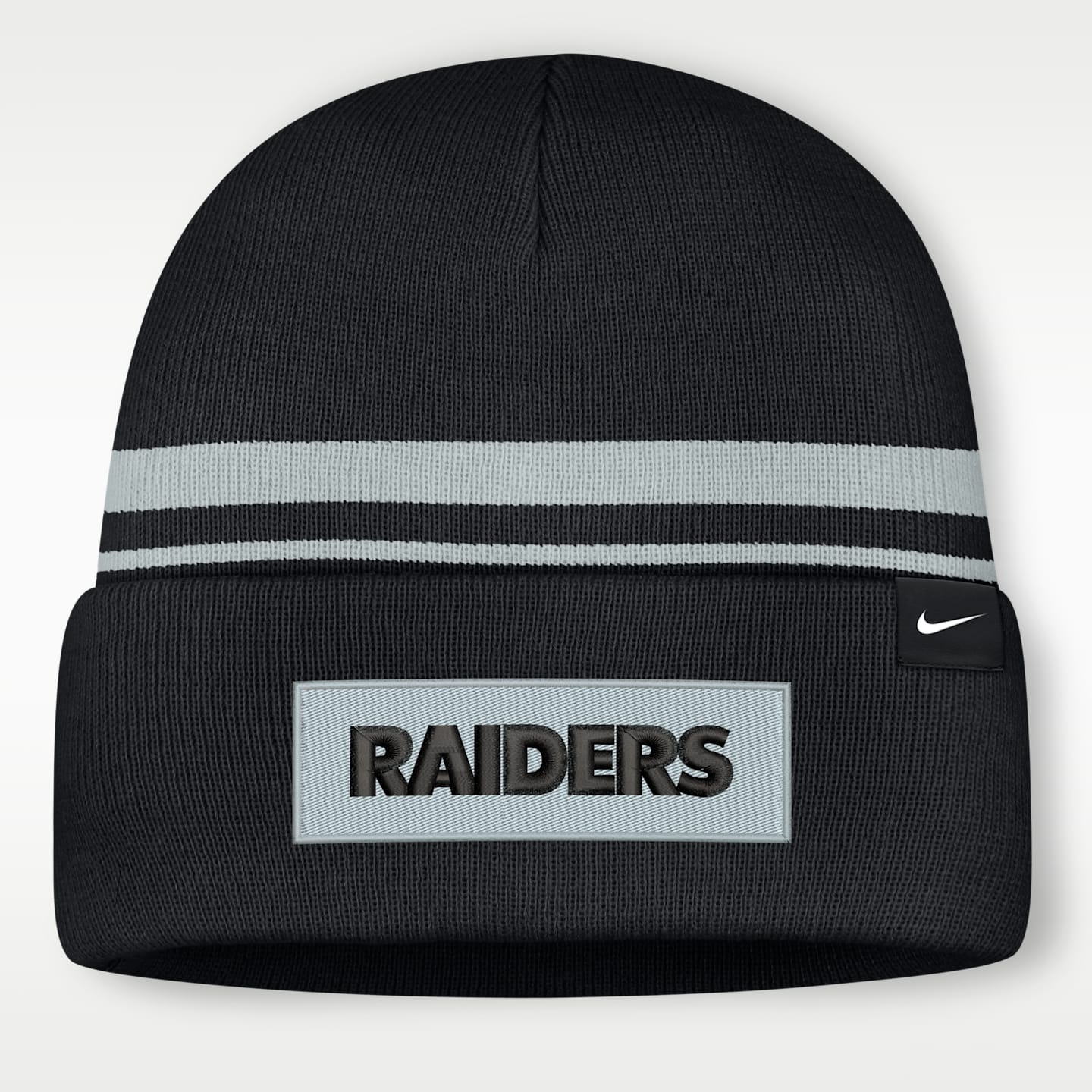 Мужская шапка-бини Nike NFL Las Vegas Raiders Primetime Utility с отворотом, цвет: Чёрный — фото 2