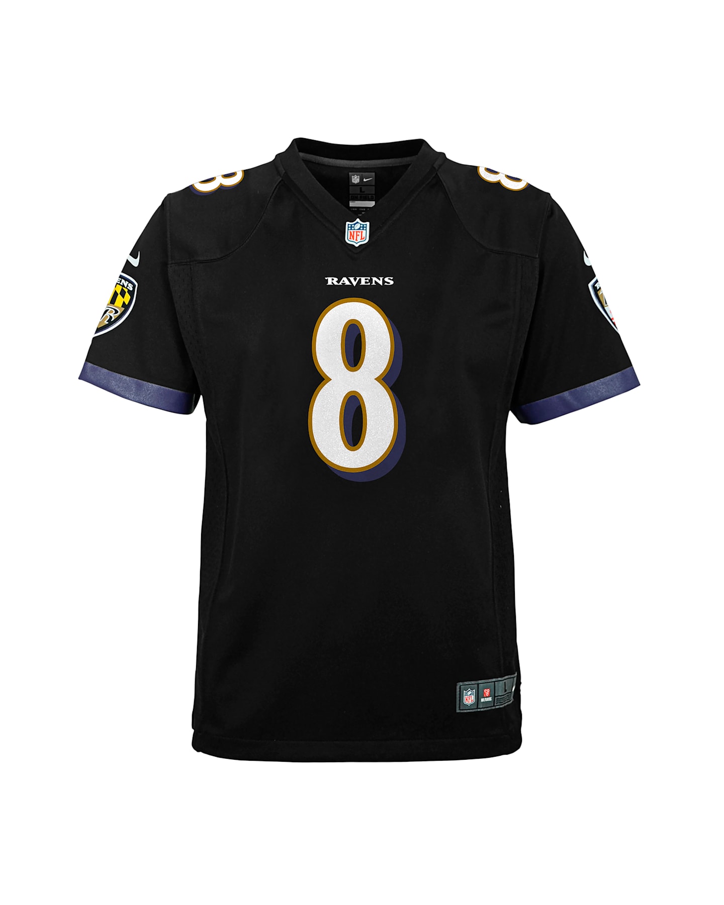 Детский топ Nike Lamar Jackson Baltimore Ravens Game Jersey, цвет: Чёрный — фото 3