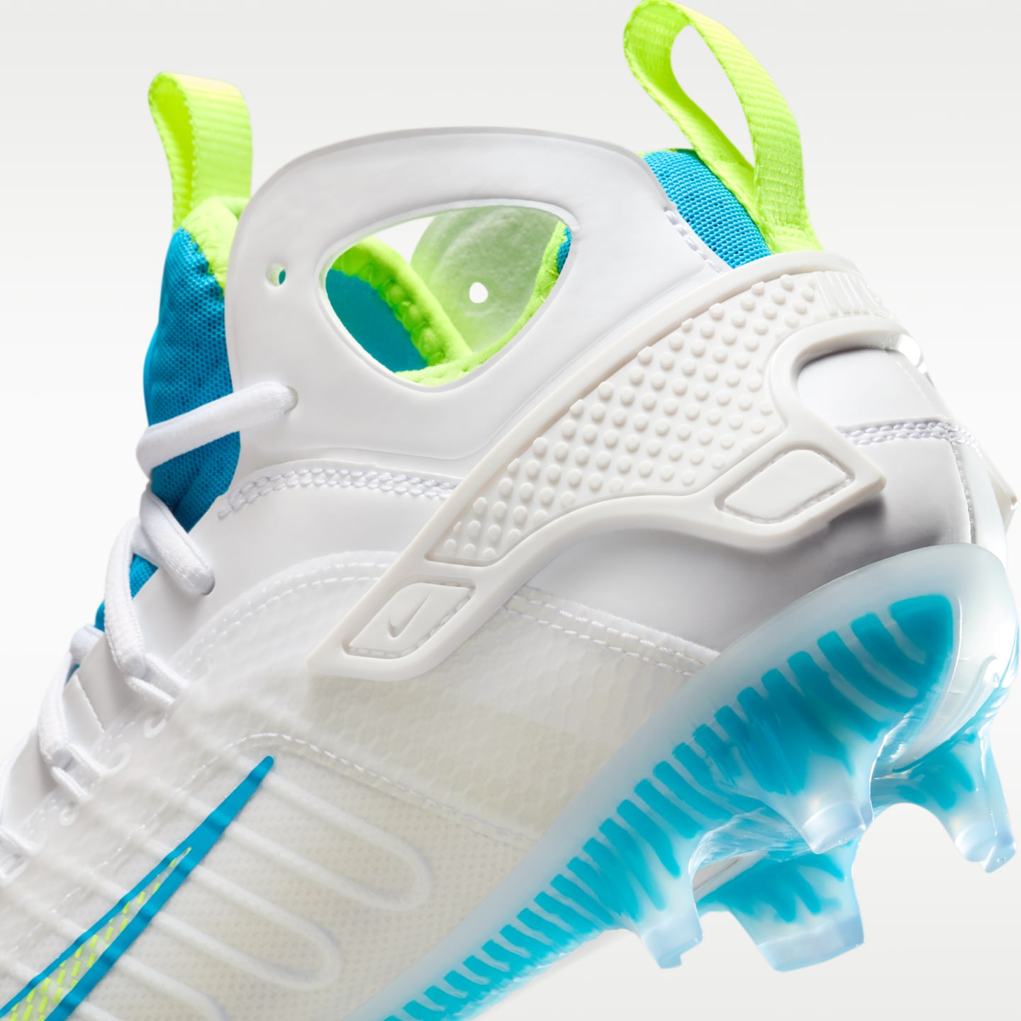 Женские бутсы Nike Huarache 9 Elite Mid LAX SE Lacrosse, цвет: Белый / Яркий синий — фото 9